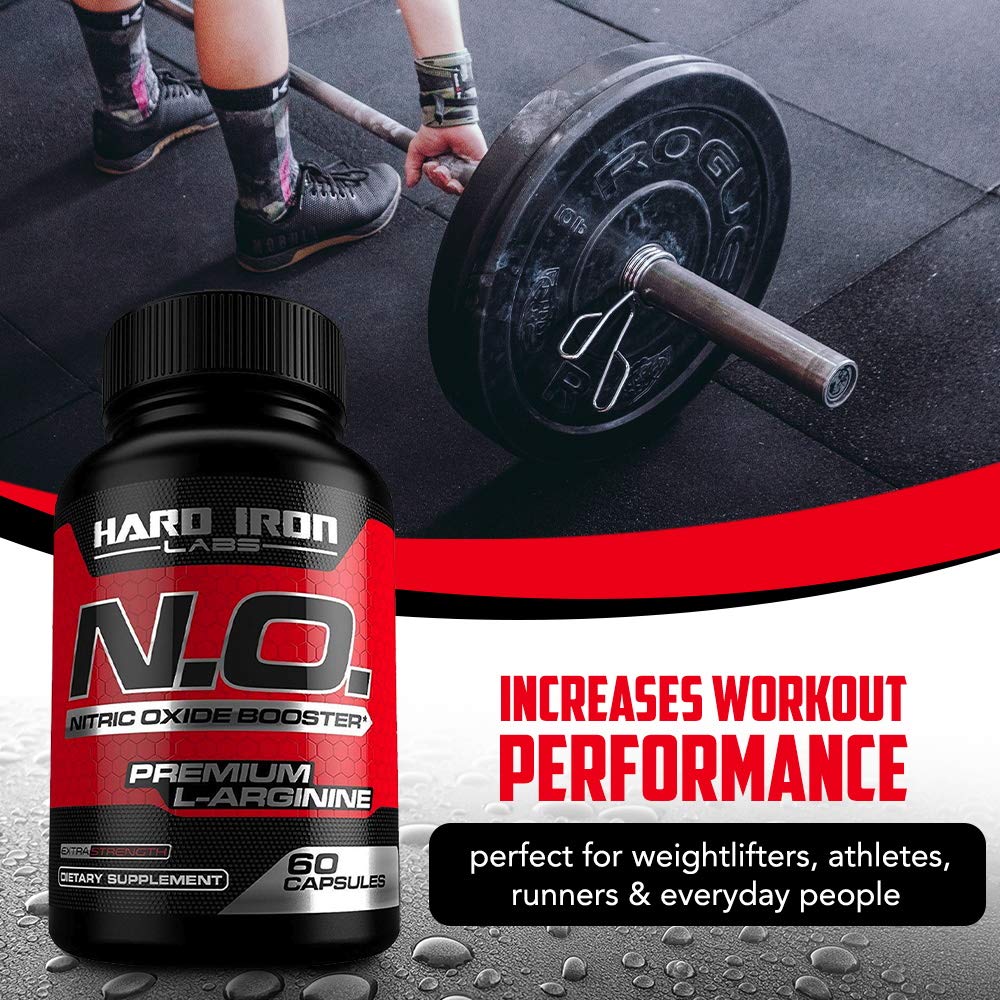 Hard Iron Labs N.O. Nitric Oxide Booster with L-Arginine, L-Citrulline Capsules, 120 Count