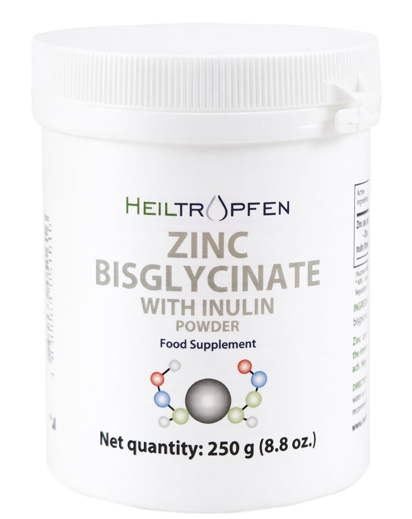 Heiltropfen Zinc Bisglycinate Powder with Inulin 8.8 oz