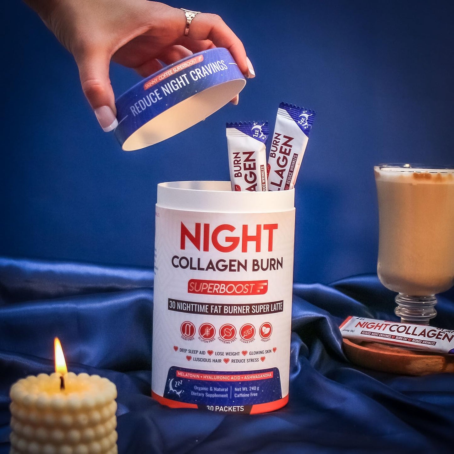 Skinny Coffee SuperBoost Night Collagen Burn Powder 60 Servings