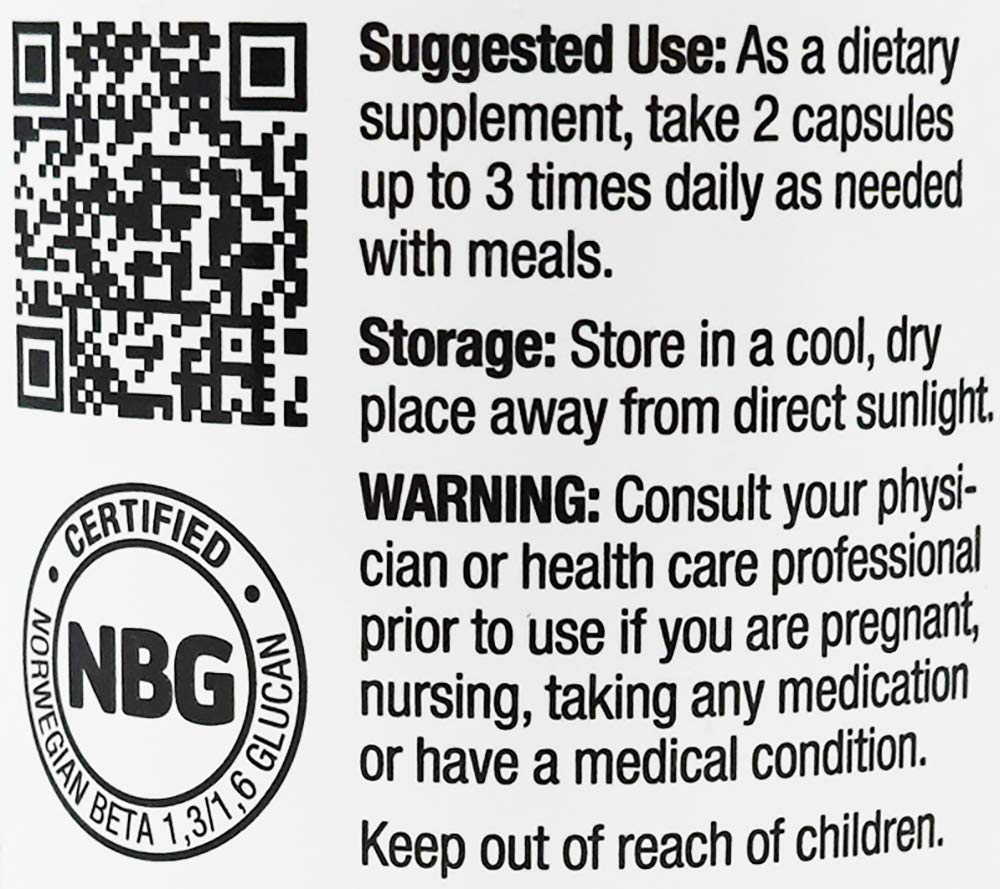 Immutol Norwegian Beta-1,3/1,6-Glucan (NBG) Capsules, 60 Count