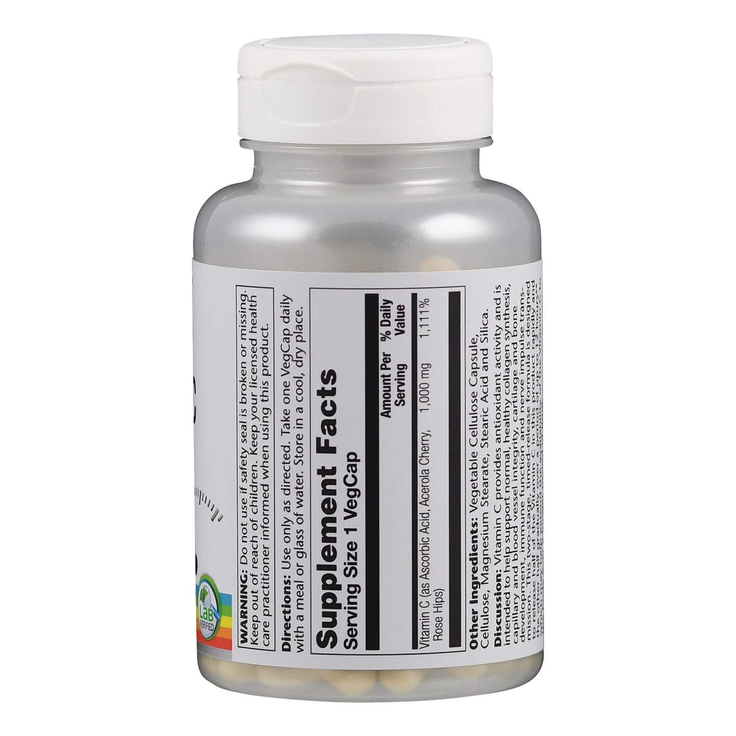 Solaray Vitamin C 1000 mg Timed Release Capsules, 100 Count