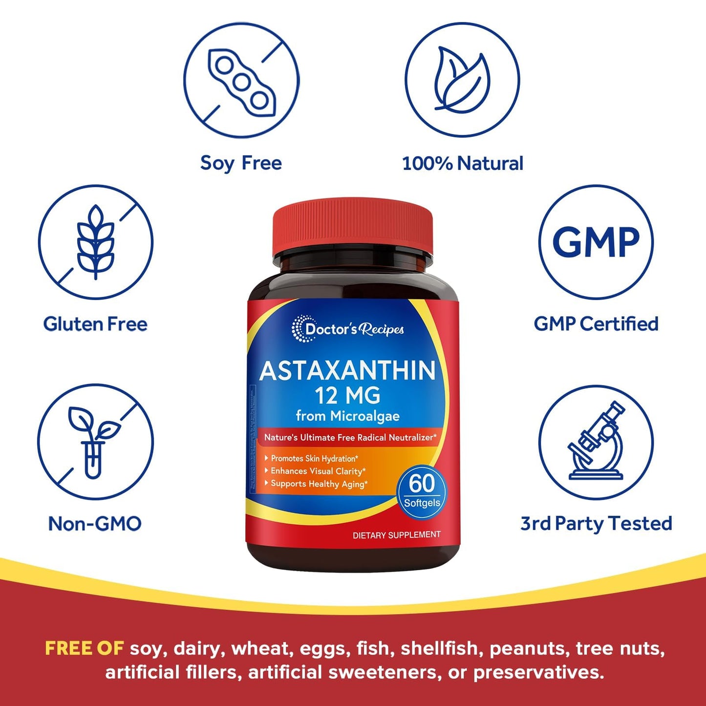 Doctor's Recipes Astaxanthin 12 mg Softgels 60