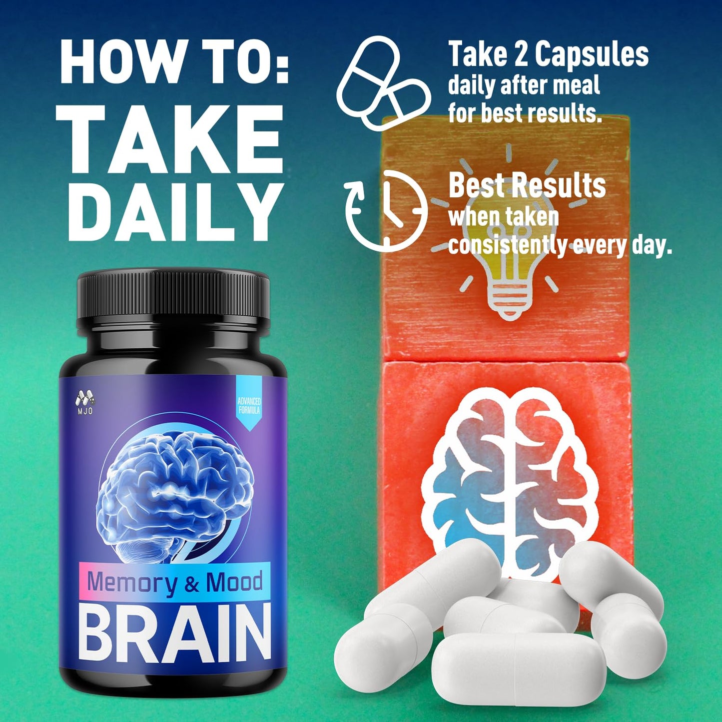 MJO Memory and Mood Brain Capsules 120 Capsules