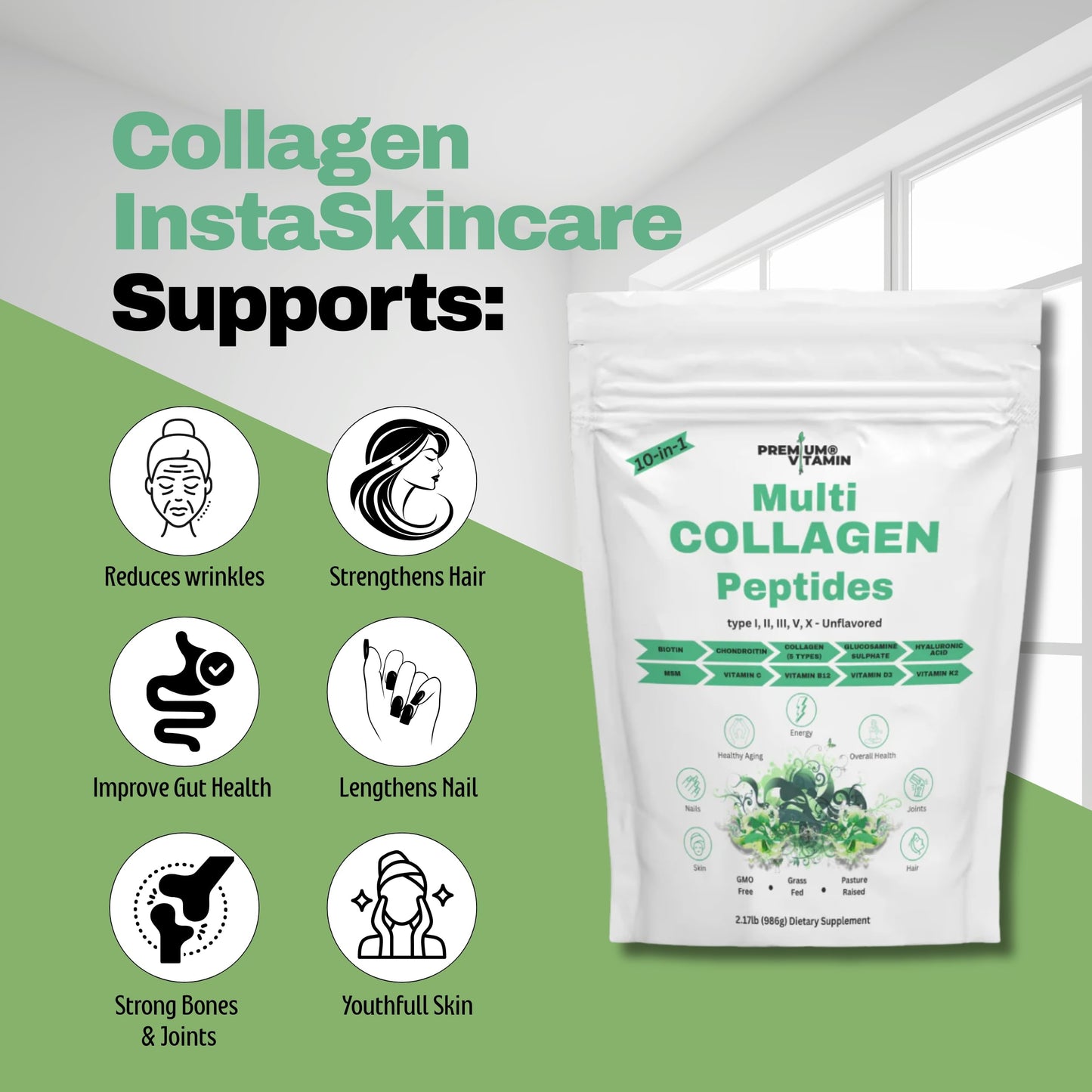Premium Vitamin Multi Collagen Peptides Powder, 35