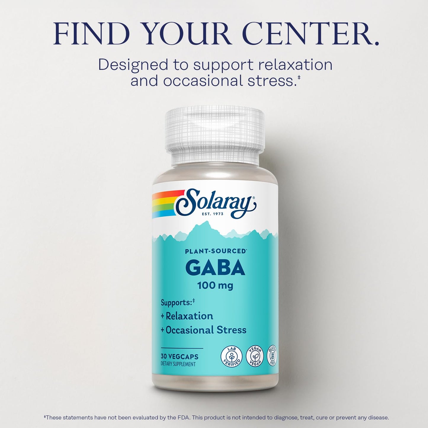 SOLARAY Plant-Sourced GABA 100 mg Capsule 30 VegCaps