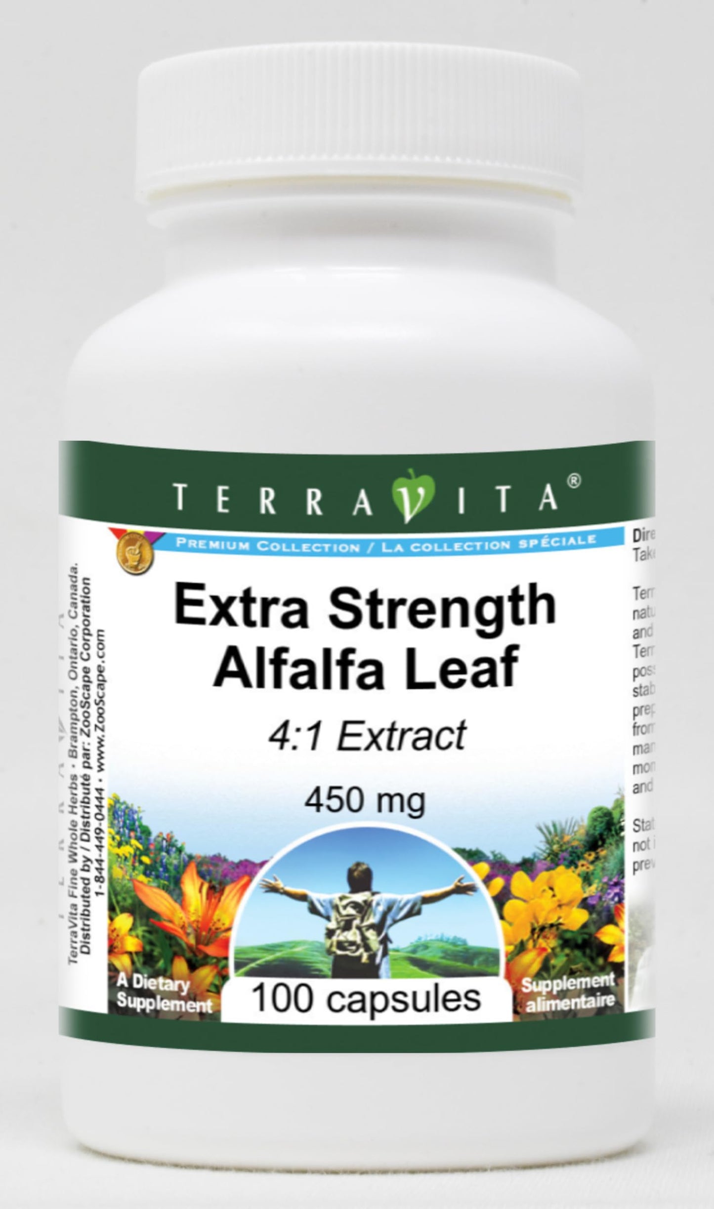 Terravita Extra Strength Alfalfa Leaf 4:1 Extract 450 mg Capsules 300 Count