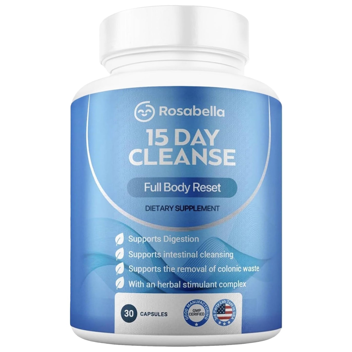 Rosabella 15 Day Cleanse Full Body Detox & Colon Cleanse for Men & Women Detox Capsules for Digestive Health & Bloating Relief, Doctor-Formulated Non-GMO, 30 Count