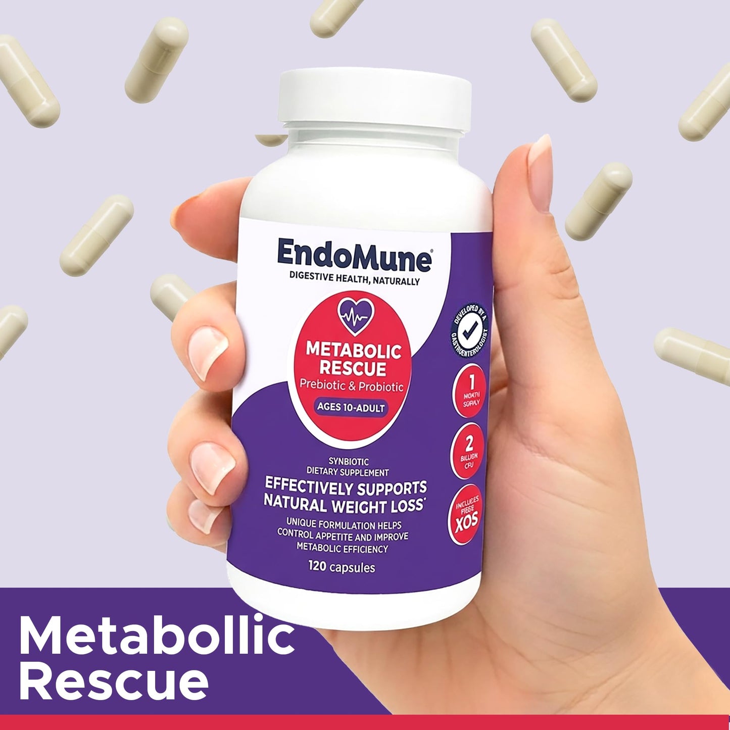 Endomune Metabolic Rescue Prebiotic and Probiotic Capsule 120 Count