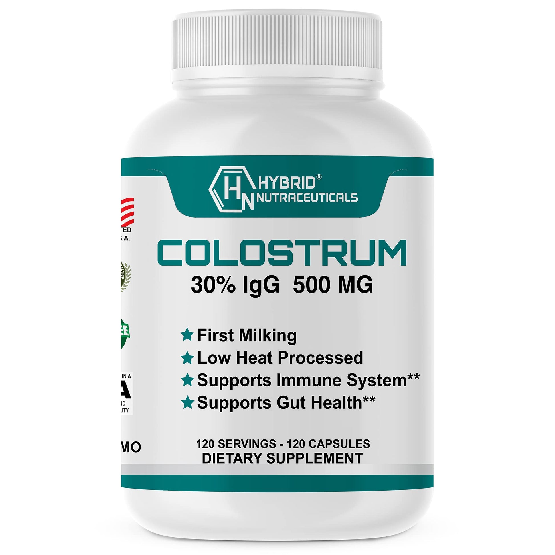 Hybrid Nutraceuticals Bovine Colostrum Supplement Capsules - 120 Count