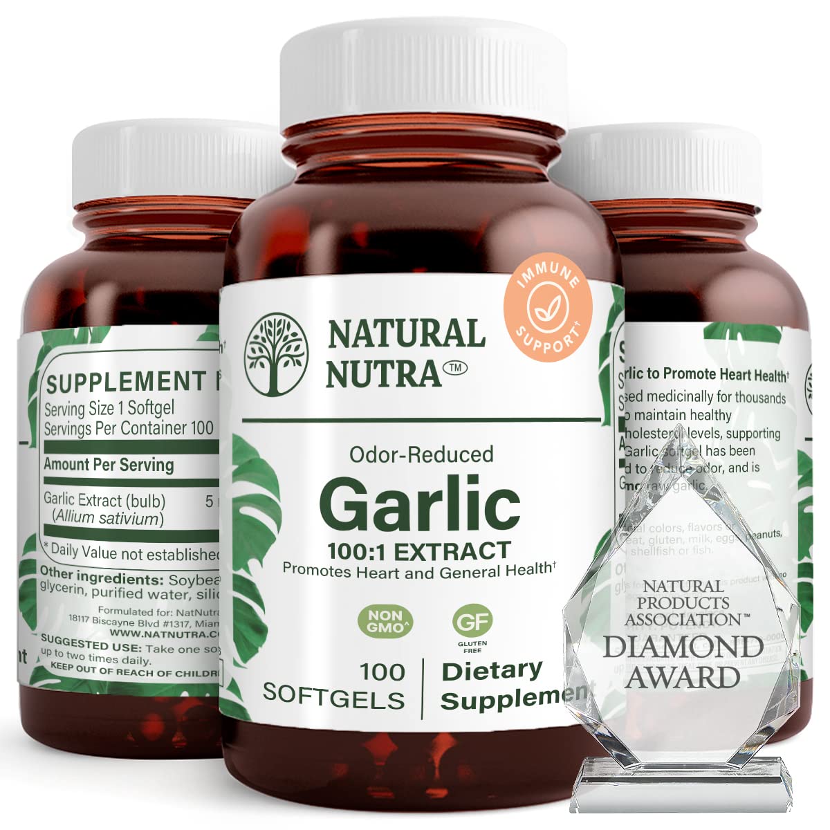 Natural Nutra Odorless Garlic Oil Softgels 500mg, 100 Softgels