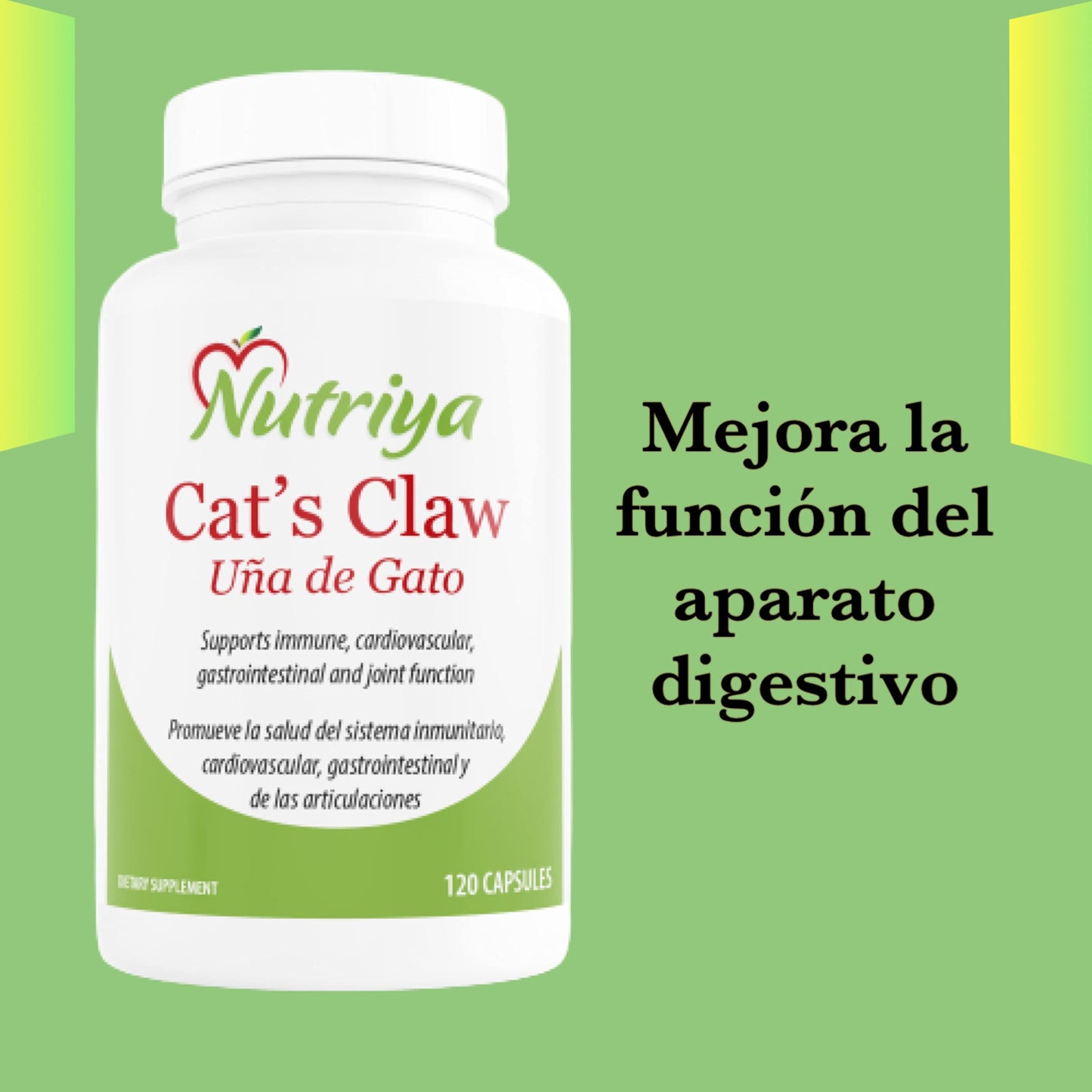 Nutriya Cat's Claw (Uña de Gato) Uncaria Tomentosa Vegetarian Capsules 120 Count