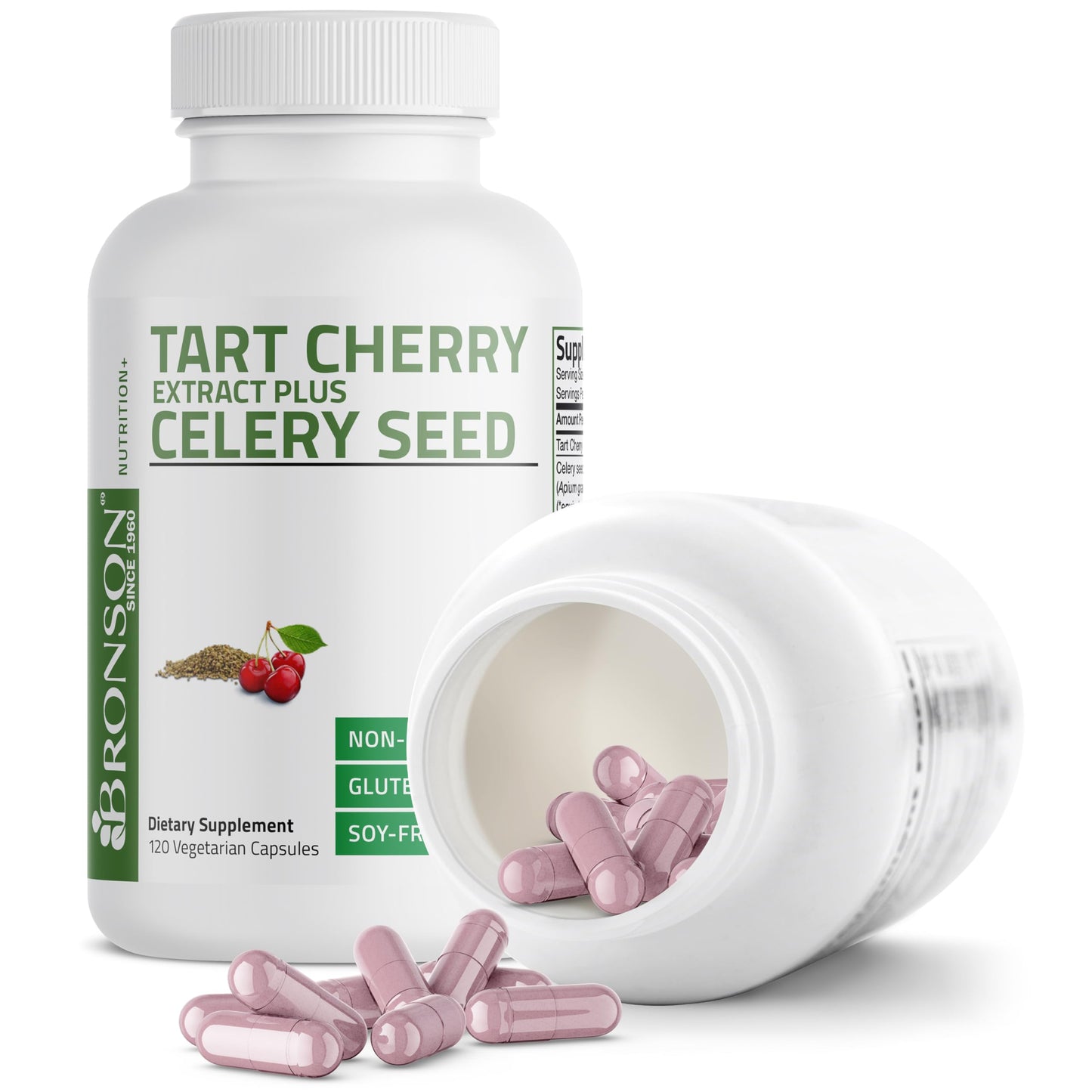 Bronson Tart Cherry Extract + Celery Seed Vegetarian Capsules 120 Count