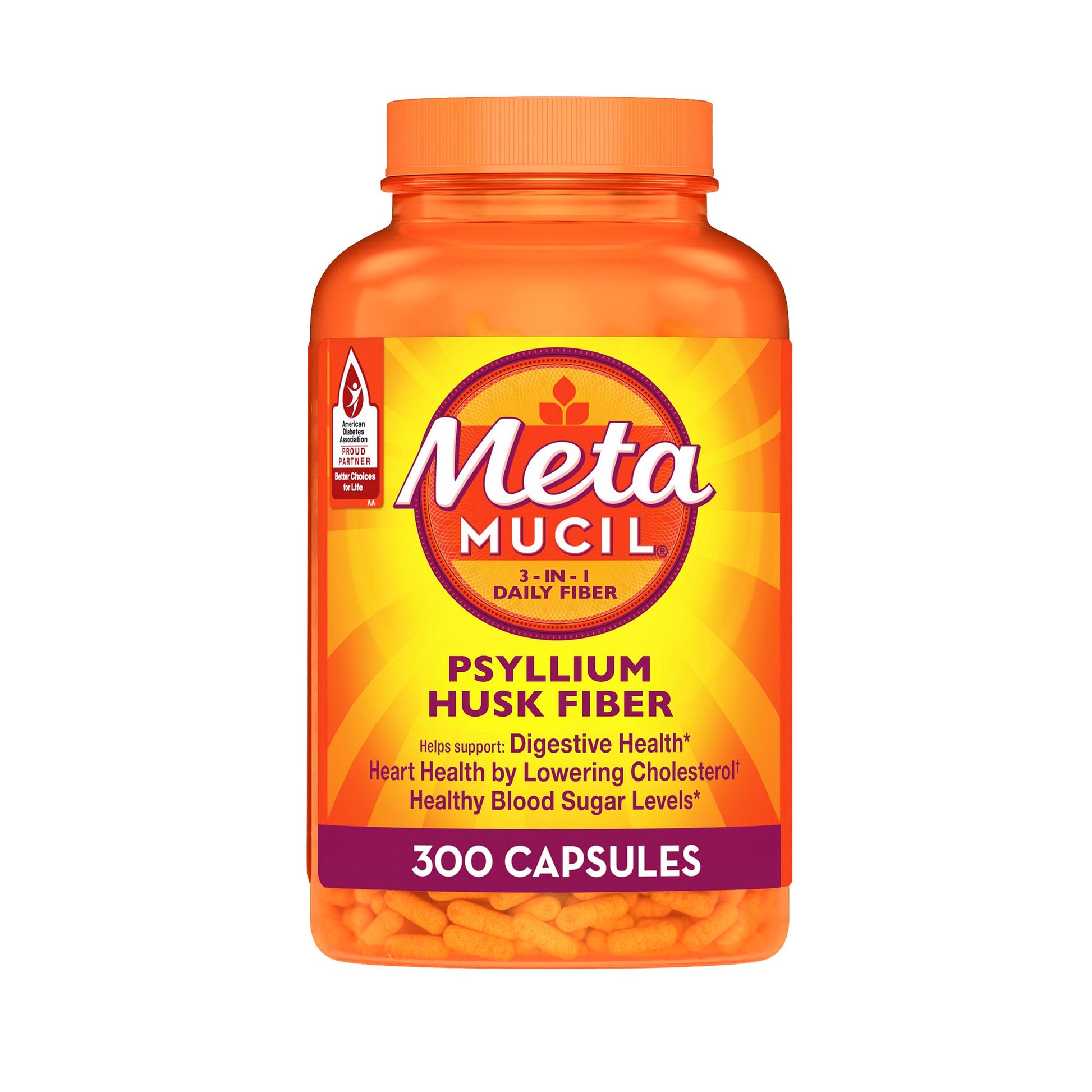 Metamucil Psyllium Husk GLP-1 Friendly Fiber Capsules, 300 Capsules