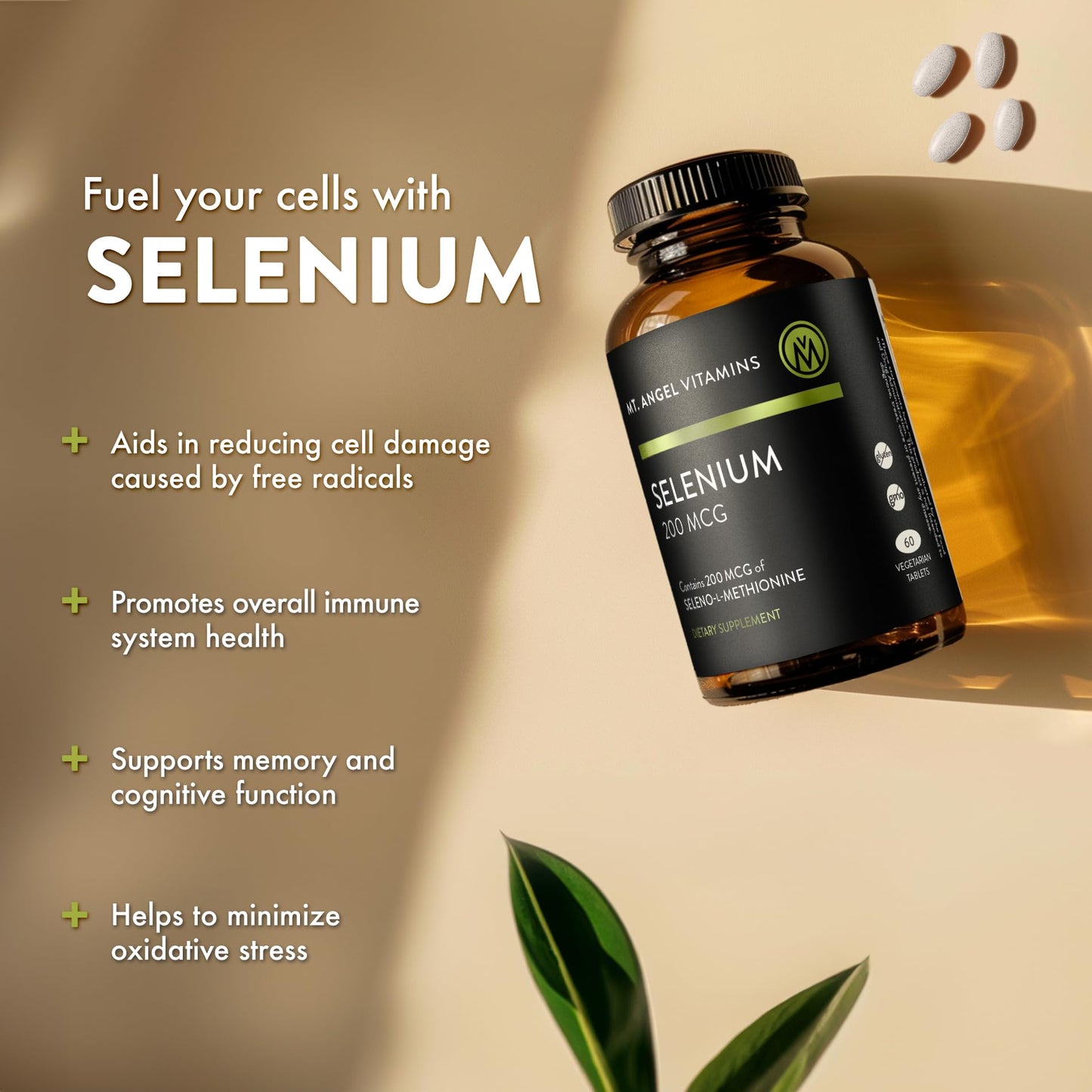 Mt. Angel Vitamins Selenium 200mcg Capsules, 60 Veggie Caps