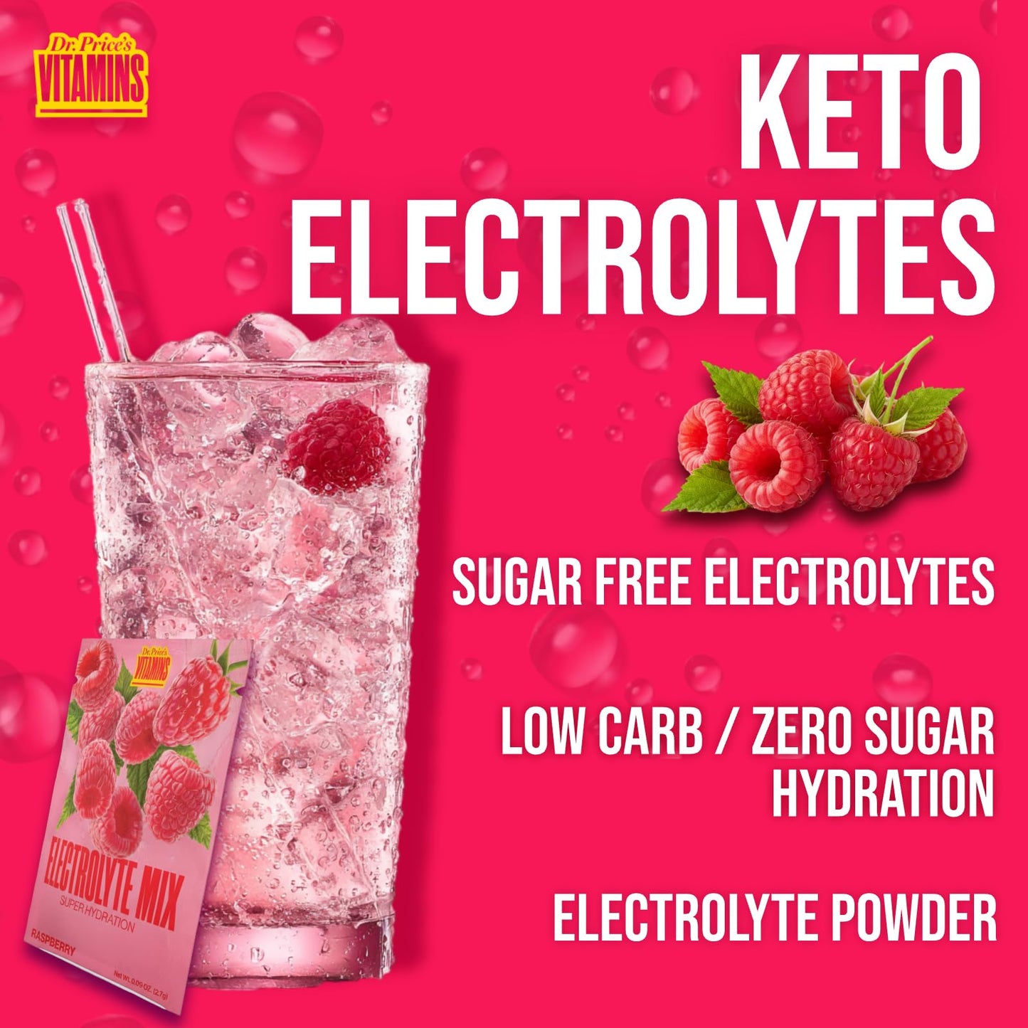 Dr. Price's Vitamins Electrolytes Powder Raspberry 30 Packets