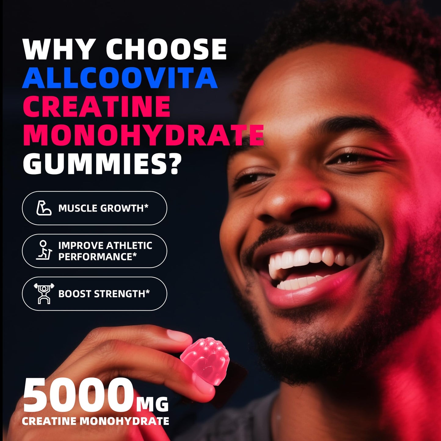 Allcoovita Creatine Monohydrate Gummies 135 ct
