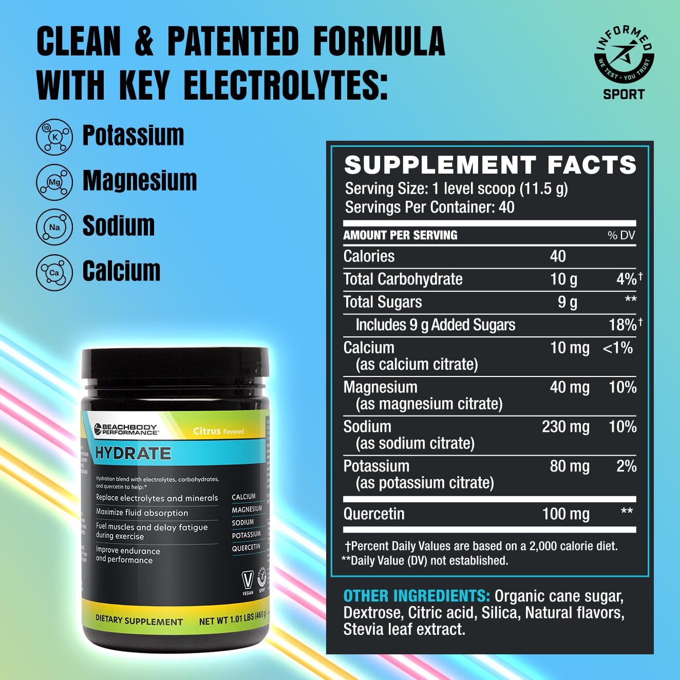 BODi Hydrate Performance Hydration Supplement, Quercetin Enriched Electrolyte Powder 16.23 oz
