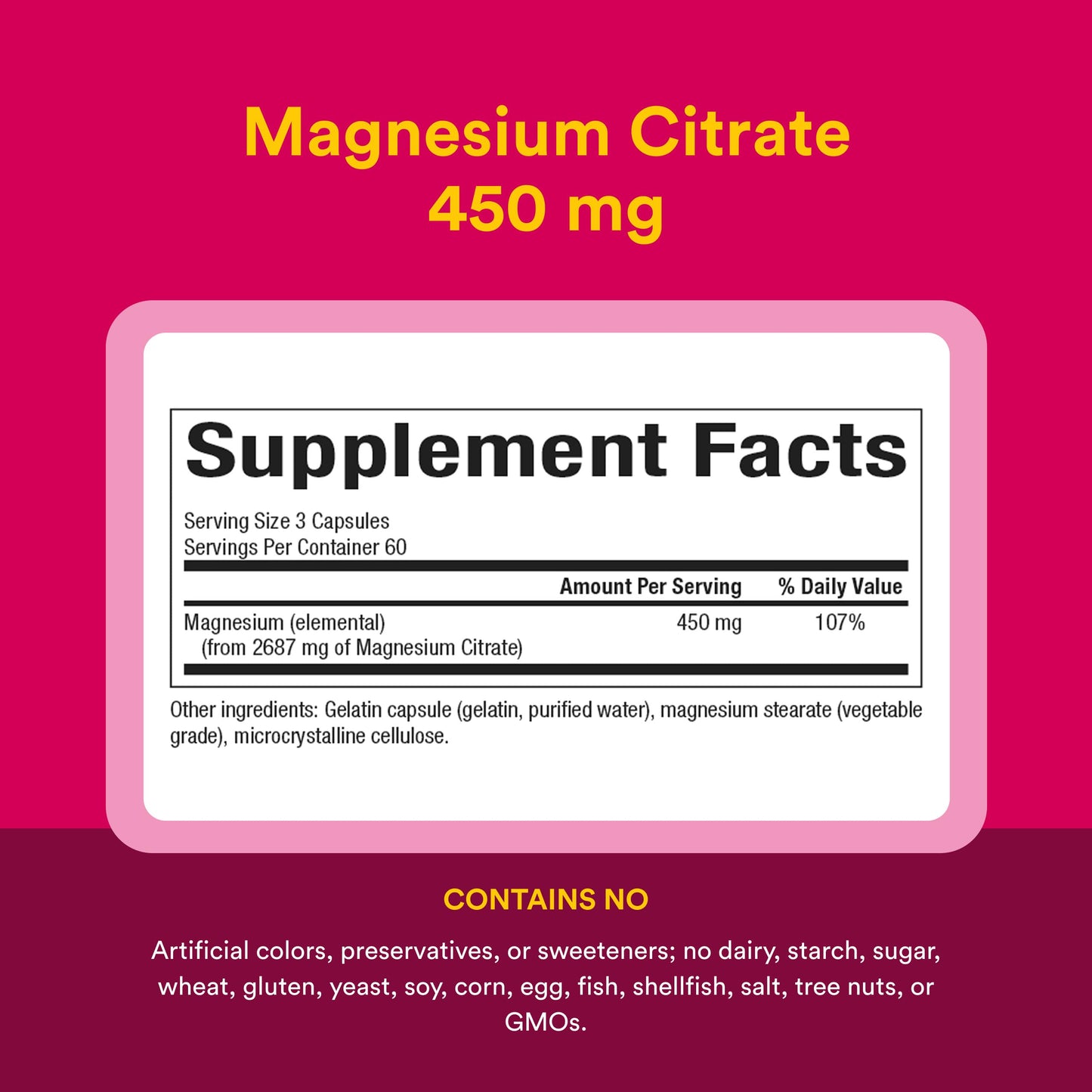 Natural Factors Magnesium Citrate 150 mg, Muscle and Heart Health Formula, 180 Capsules