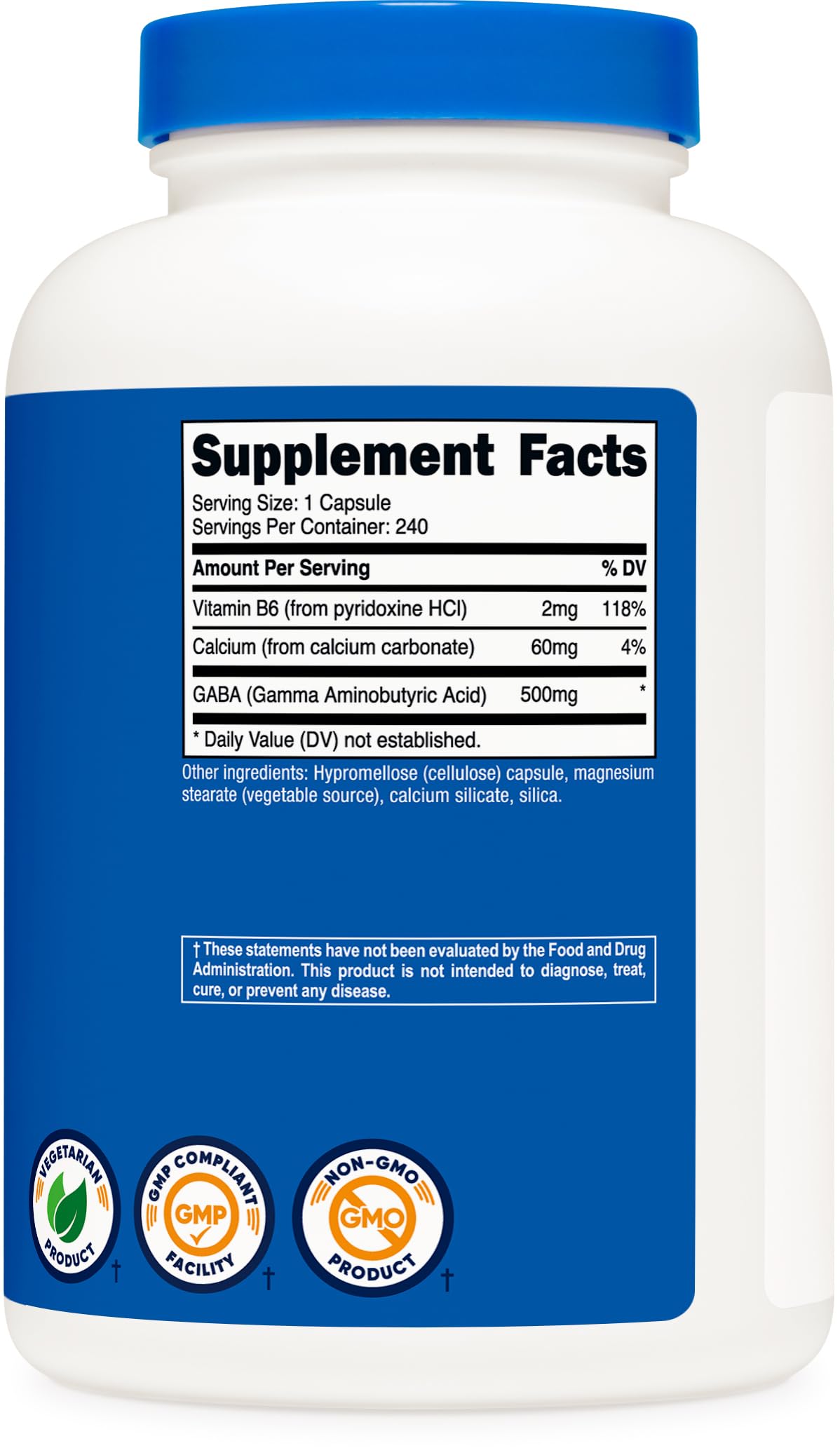 Nutricost GABA + Vitamin B6, 500mg per Serving, 240 Capsules