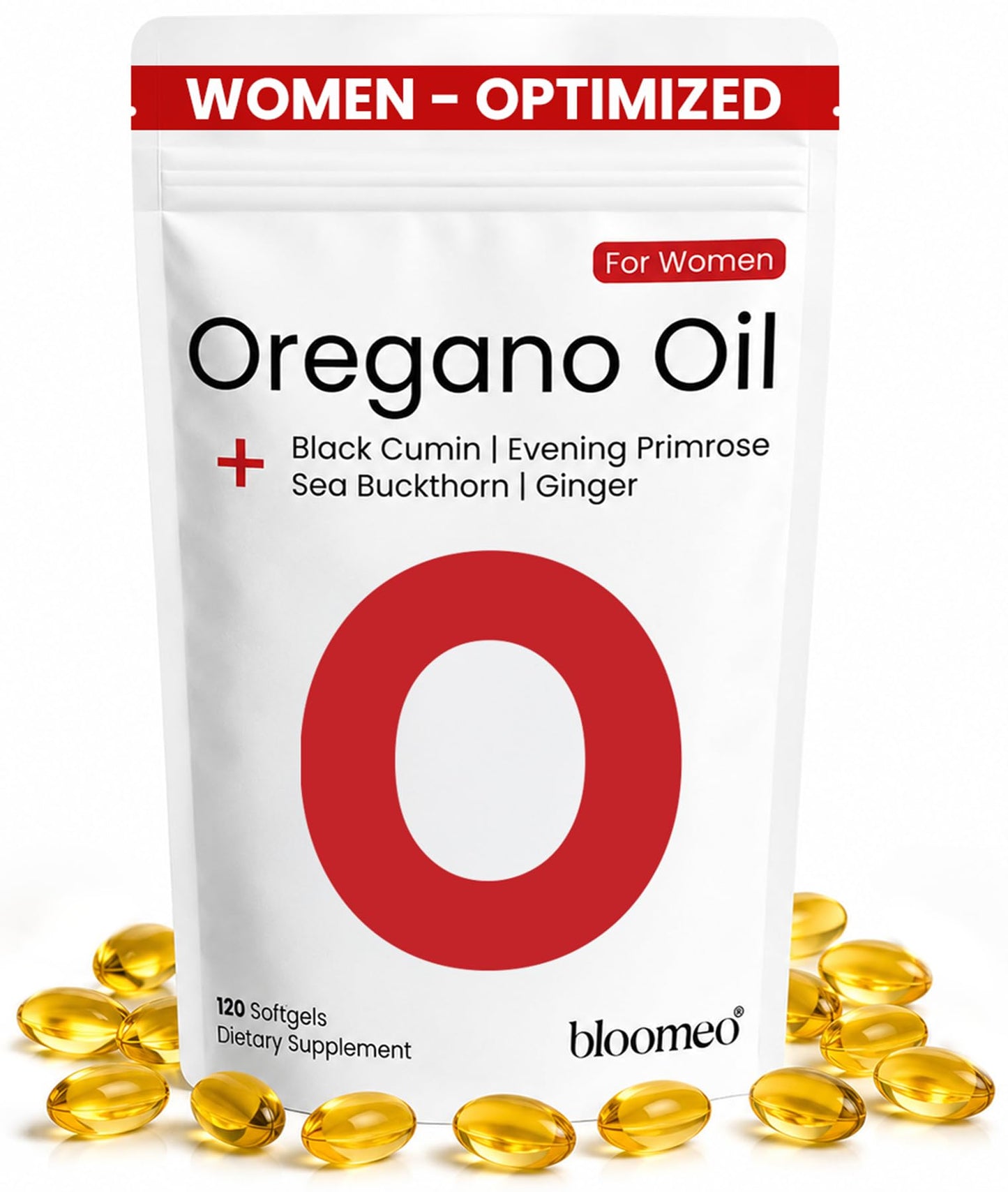 Bloomeo Oil of Oregano with Black Seed Oil for Women Softgels 120 Count