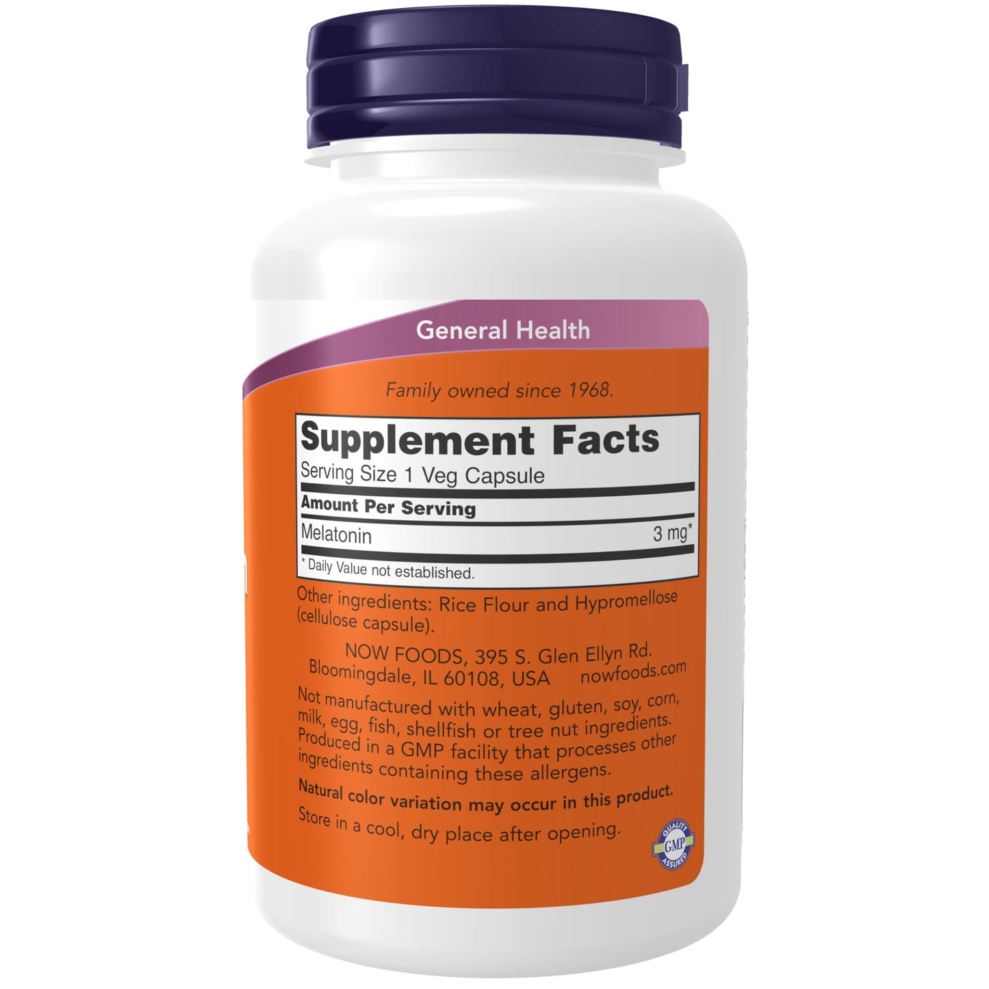 NOW Foods Melatonin 3mg Capsule, 1 Count