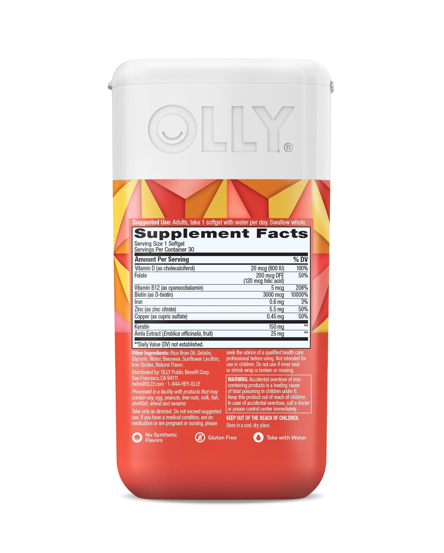 OLLY Ultra Strength Hair Caplets, 60 Count