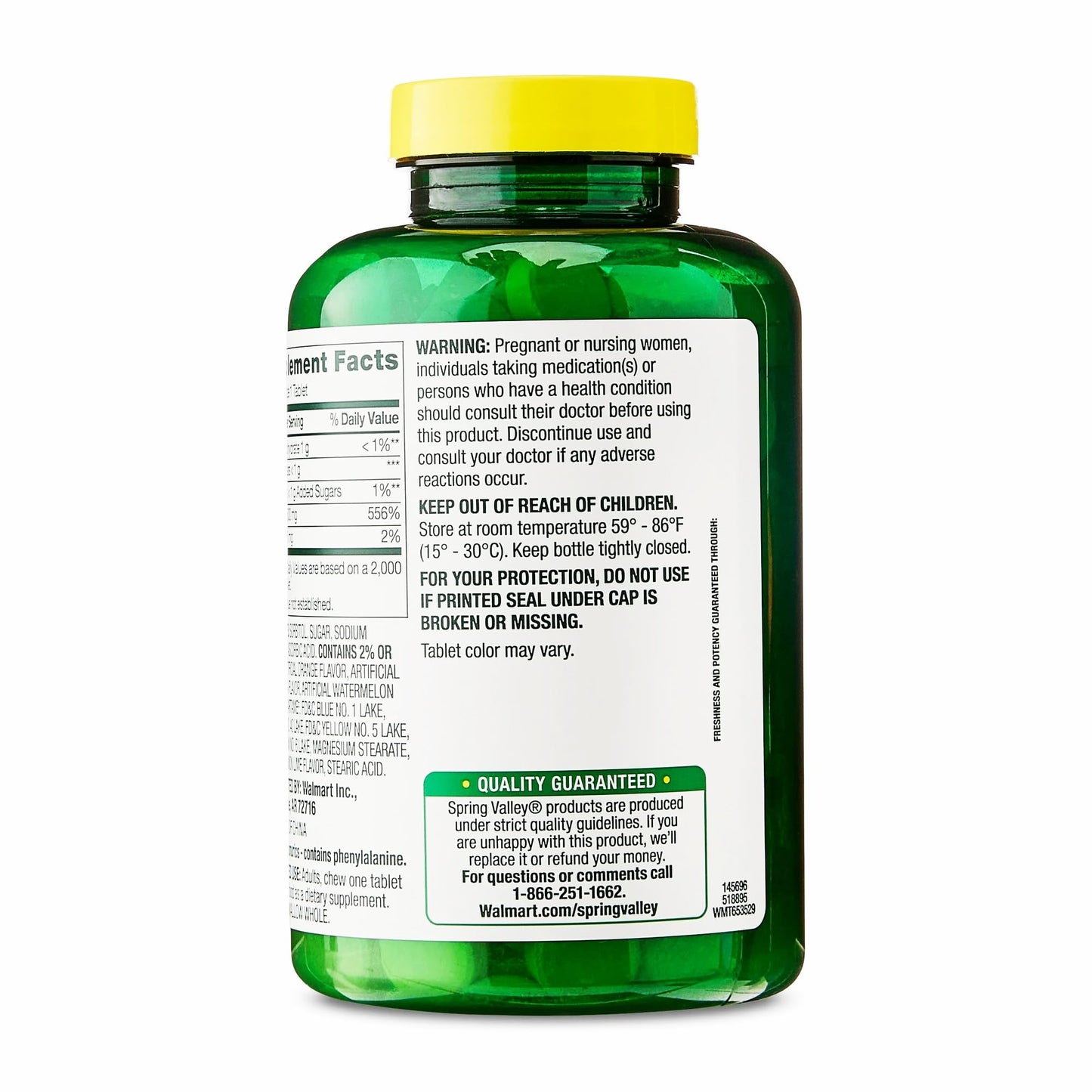 Premium Choice Co Spring Valley Vitamin C 500 mg Tablets, 200 Tablets