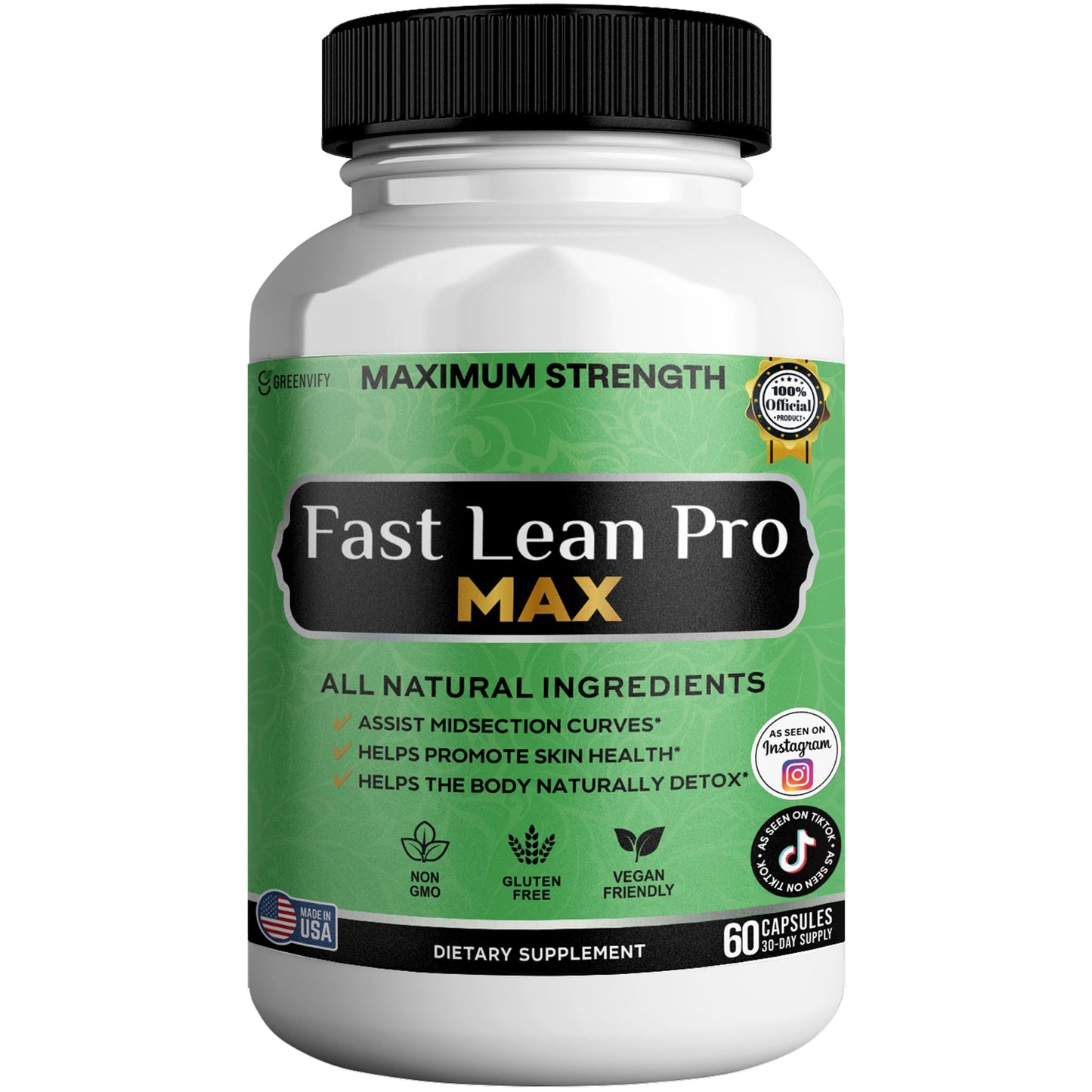 GREENVIFY Fast Lean Pro Max Natural Dietary Supplement Capsule, 60 Capsules