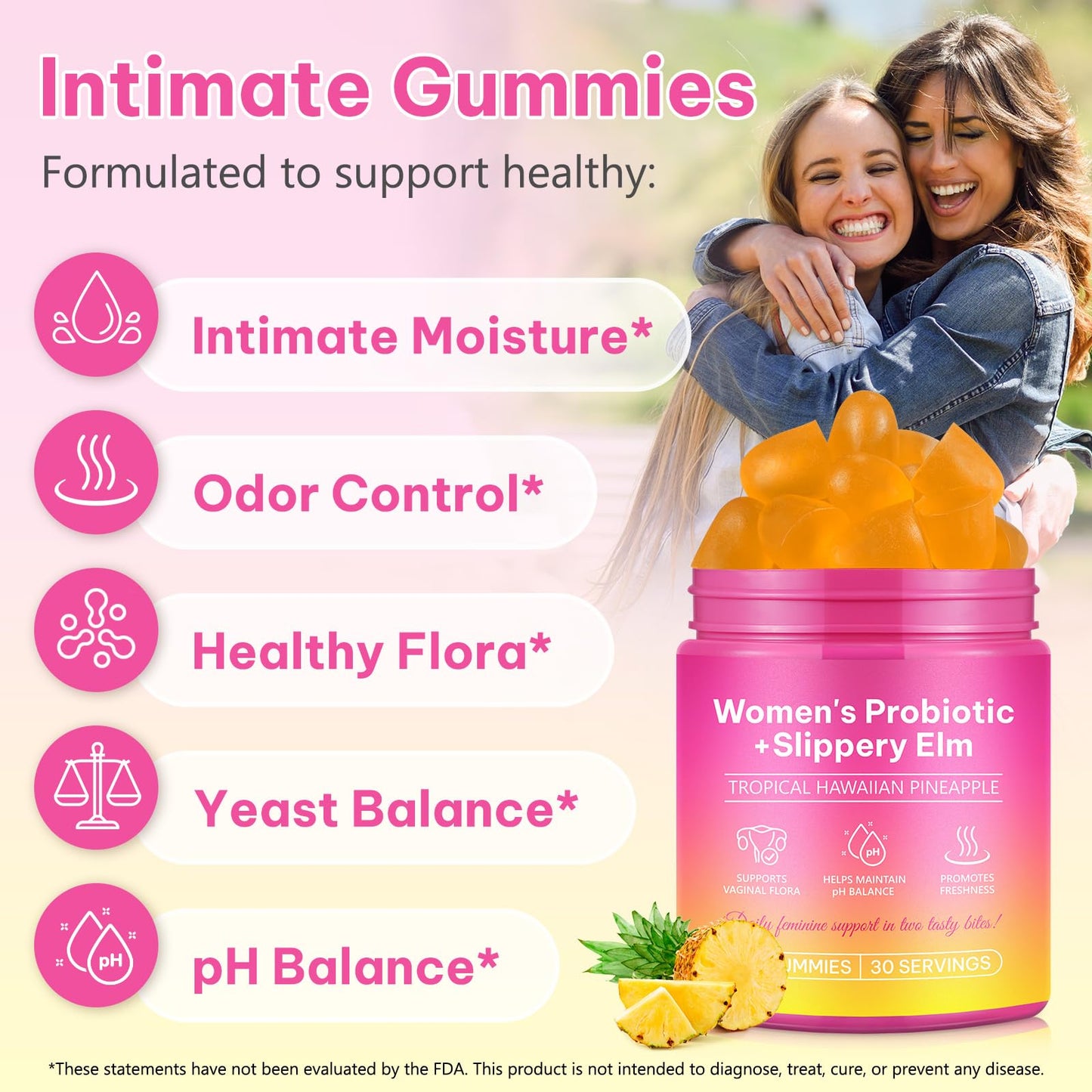 FRDUGA Feminine Probiotics Gummies for Women Chewable 60 Count