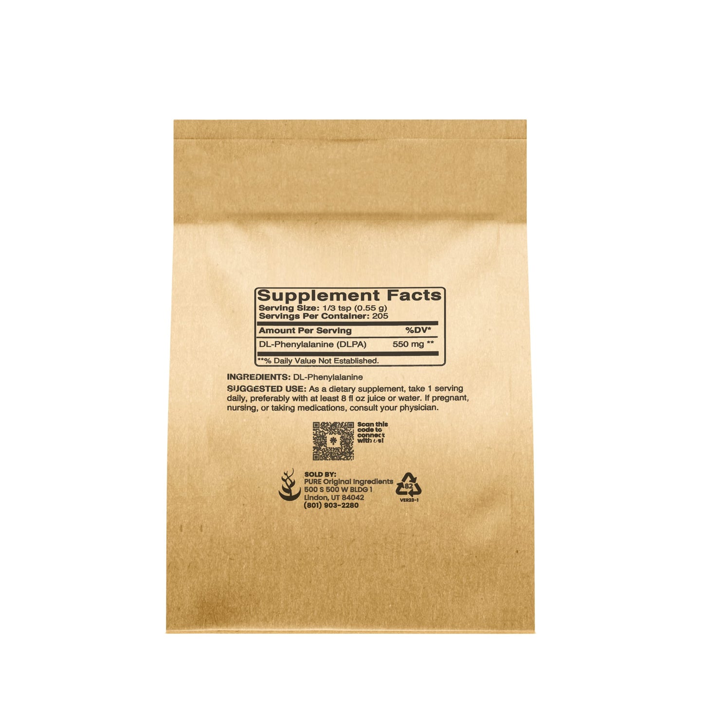 PURE ORIGINAL INGREDIENTS DL-Phenylalanine Powder, 4 oz