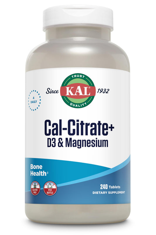KAL Cal-Citrate+ Calcium Citrate Plus Vitamin D-3 and 500 mg Magnesium Tablets, 240 Count