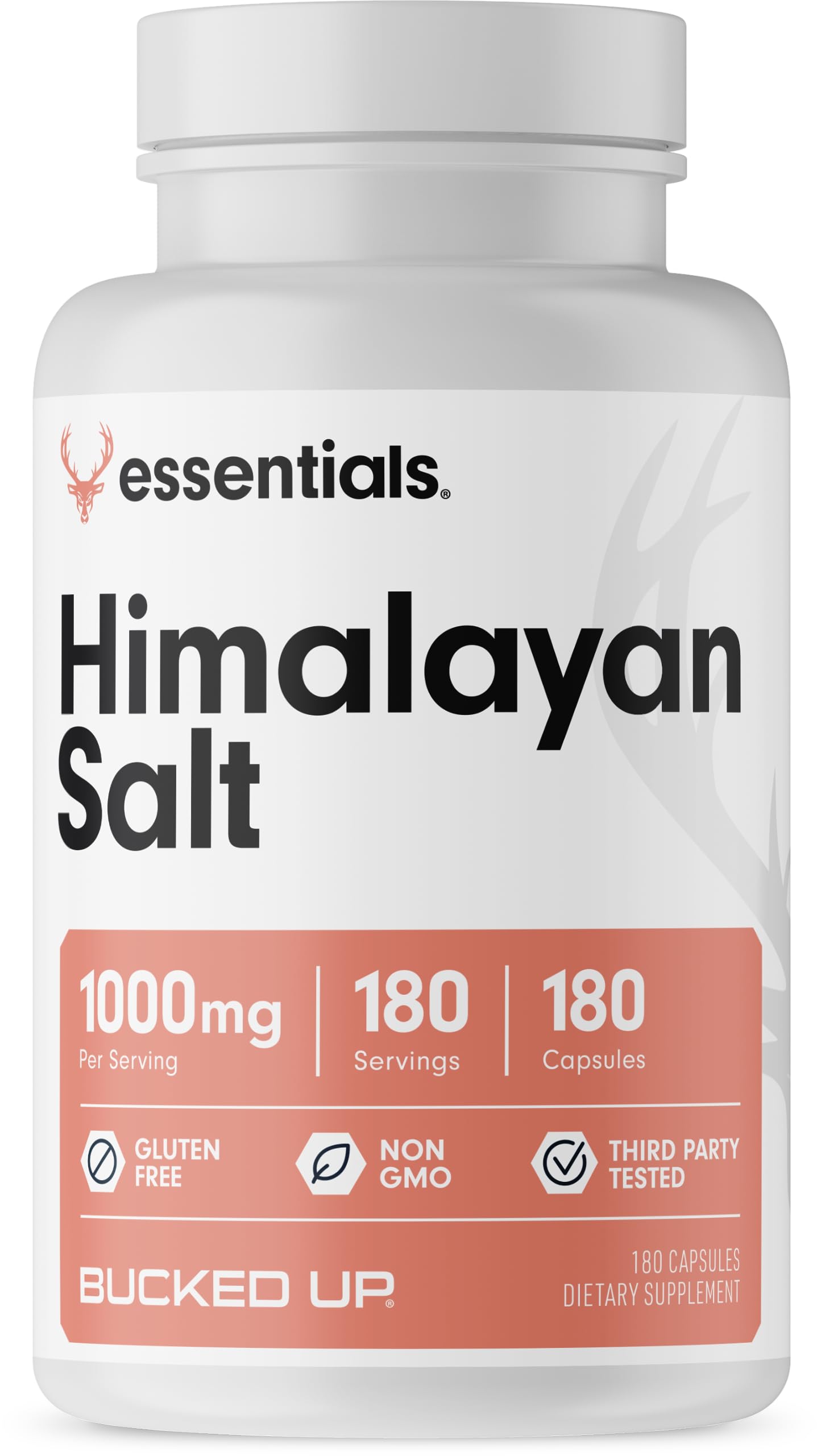 Bucked Up Himalayan Salt 1000mg Capsules, 180 Count