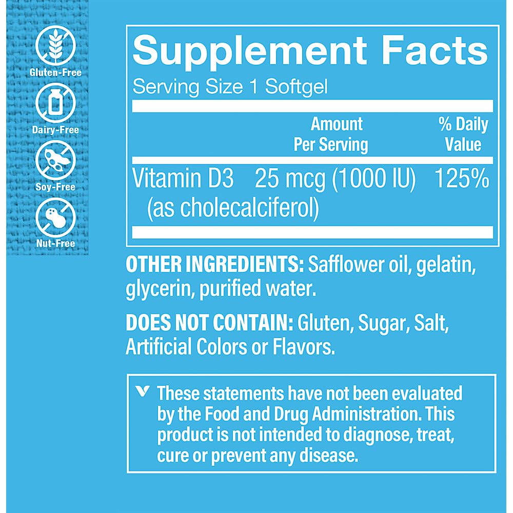 The Vitamin Shoppe Vitamin D3 1000IU Softgels, 200 Count
