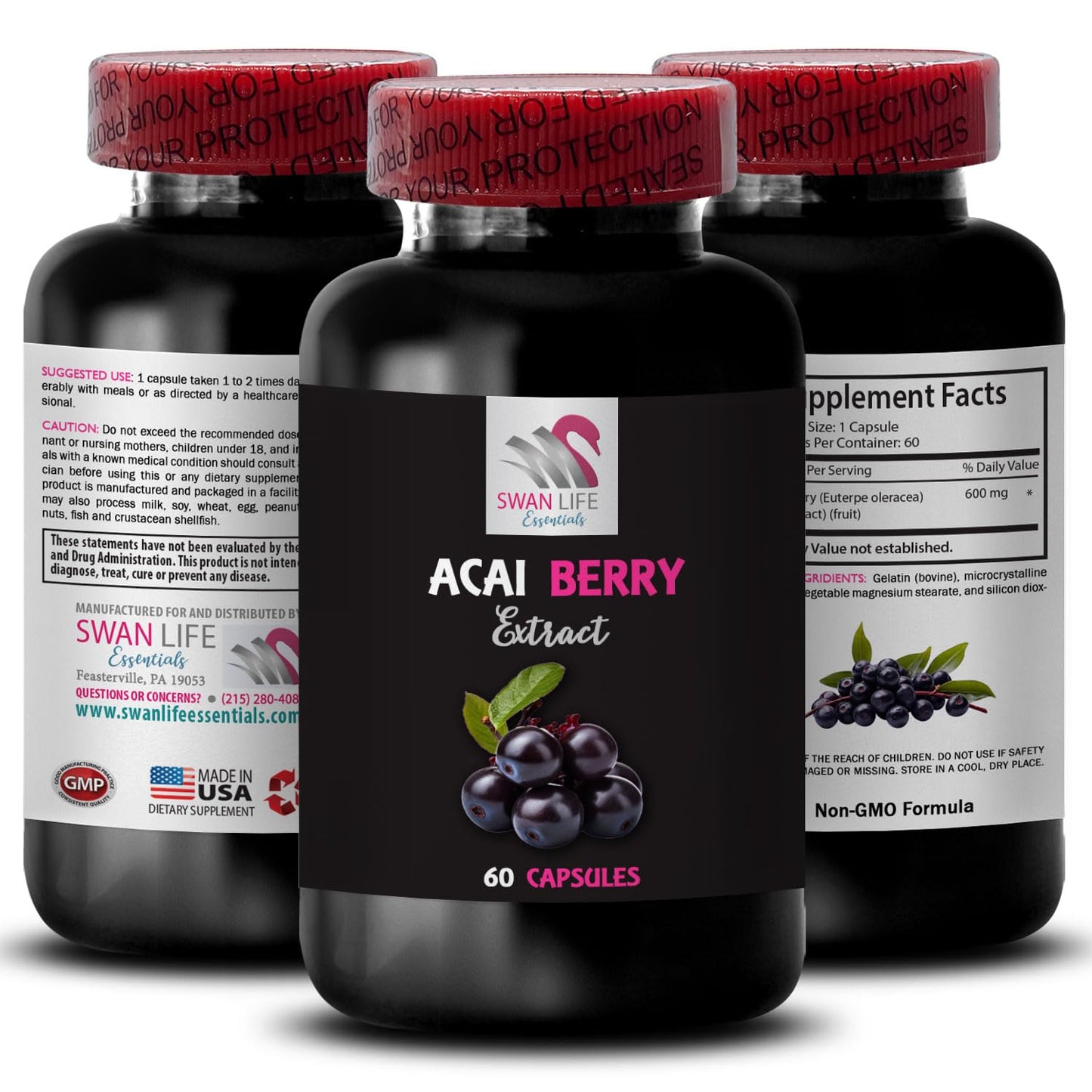SWAN LIFE ESSENTIALS Acai Berry Extract, 60 Capsules