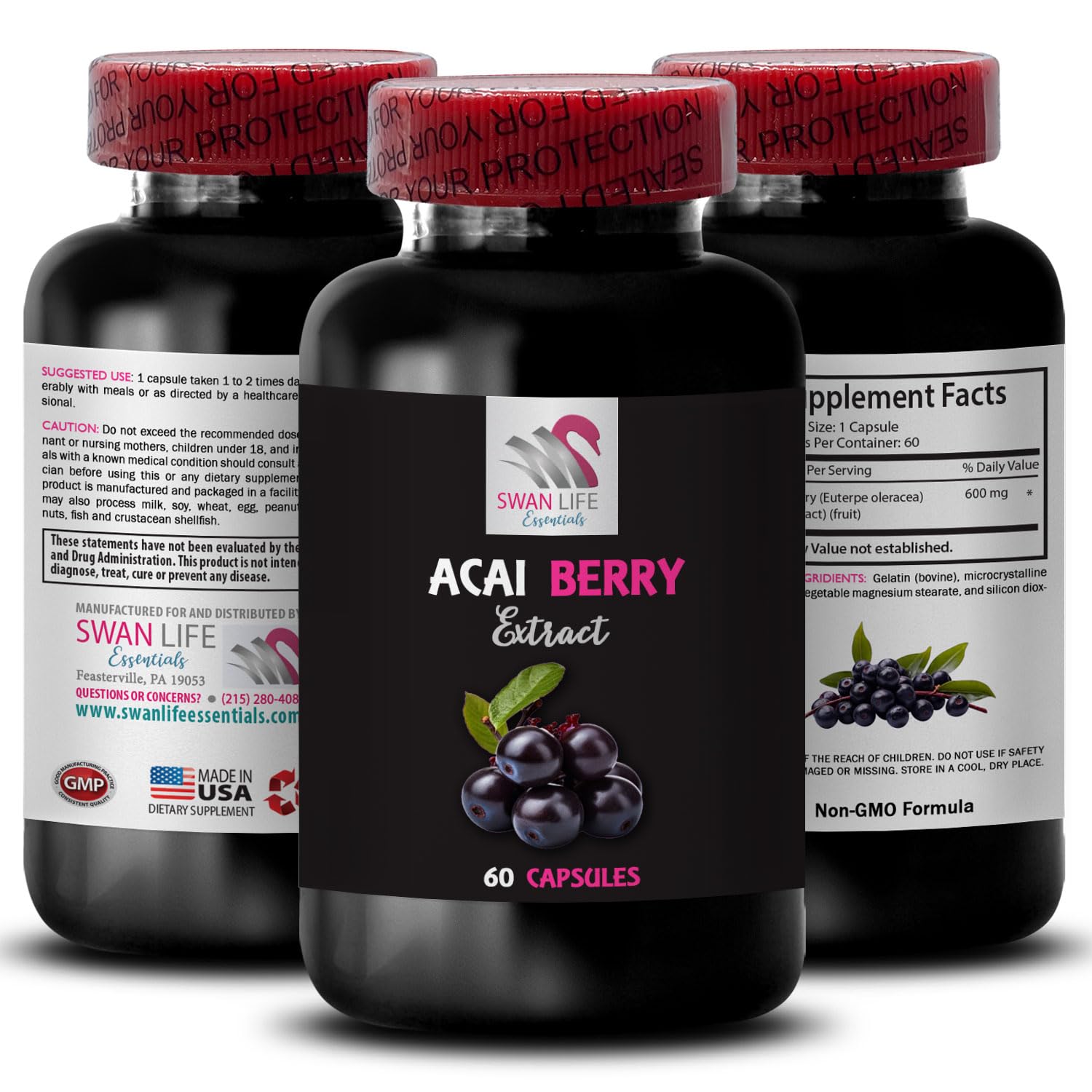 SWAN LIFE ESSENTIALS Acai Berry Extract, 60 Capsules