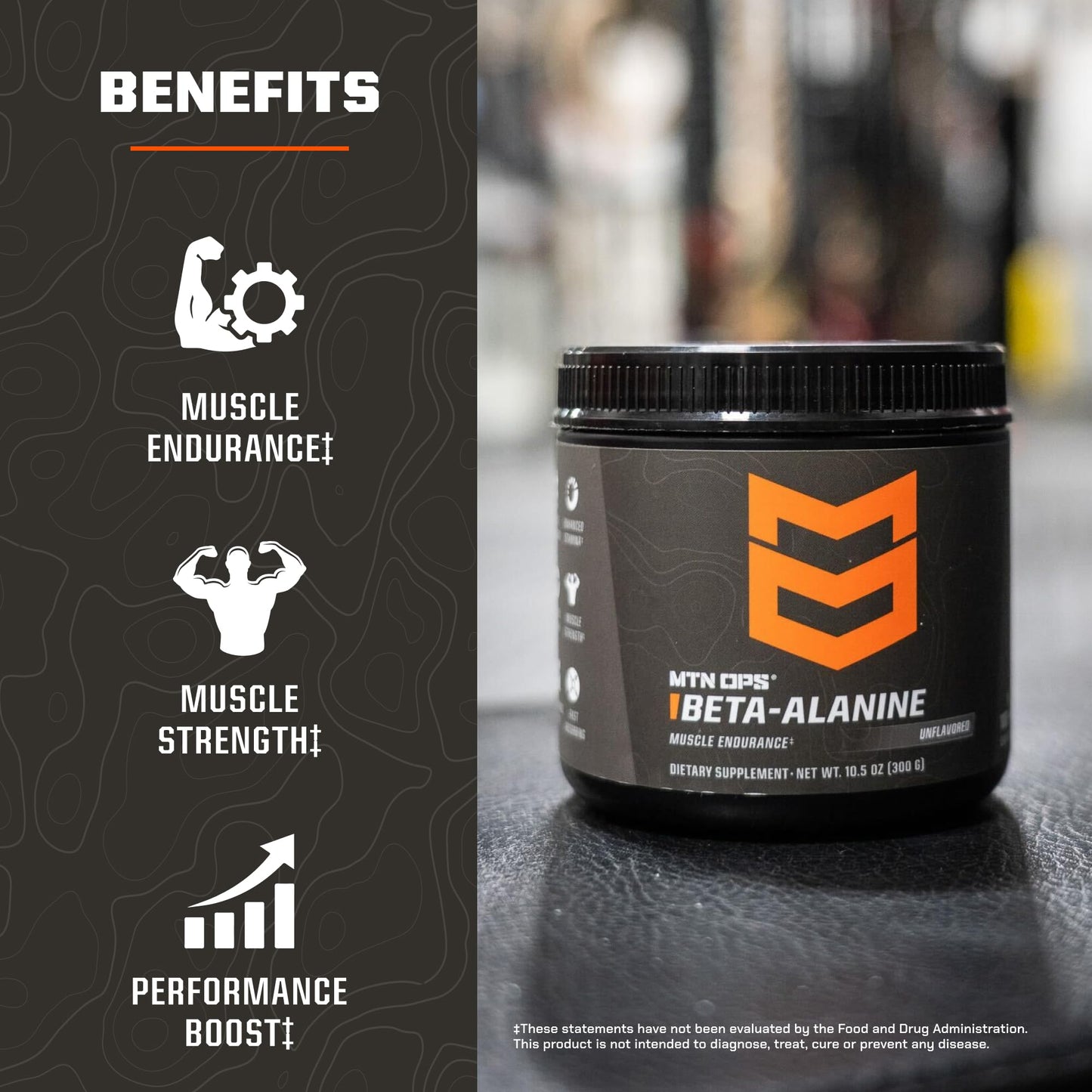 MTN OPS Beta Alanine Pre Workout for Muscle Endurance & Strength, Powder, 10.5 oz