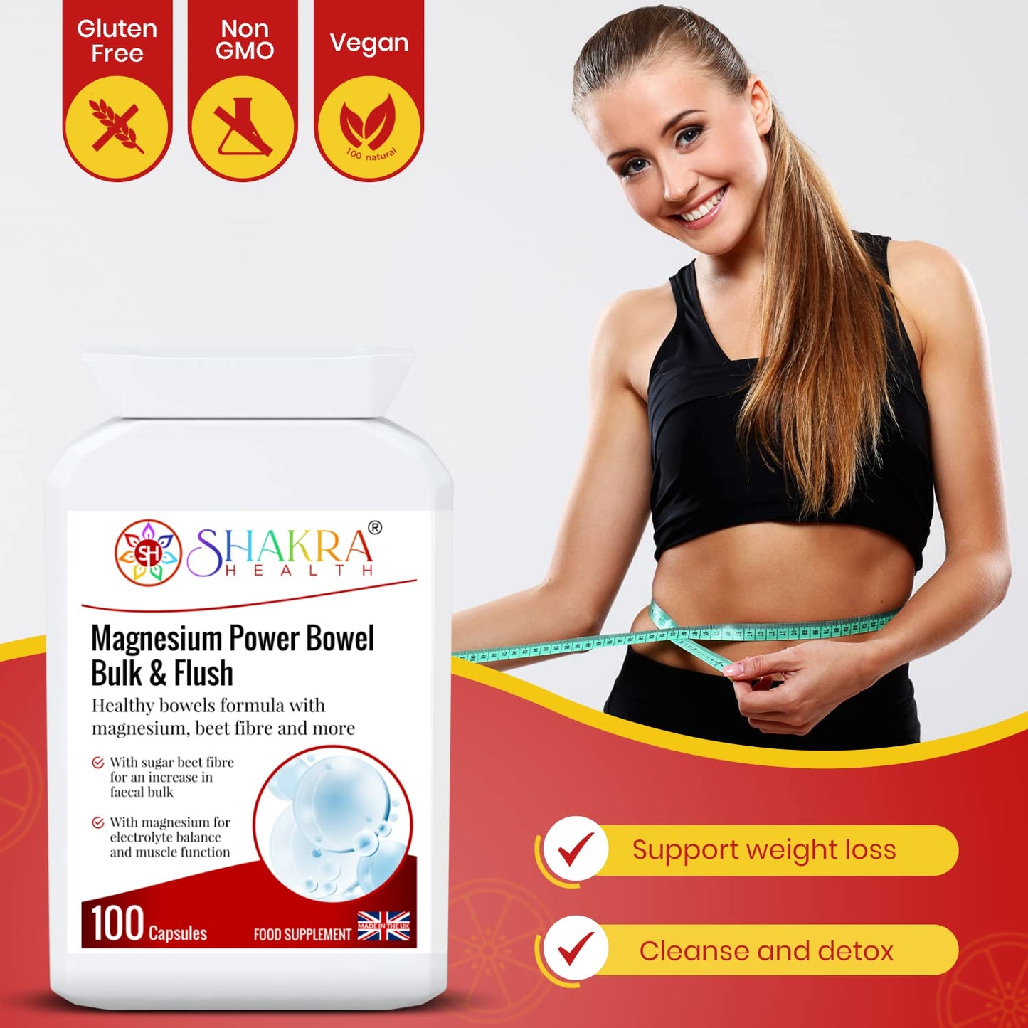 SH SHAKRA HEALTH Magnesium Power Bulk & Flush Capsule, 1 Count