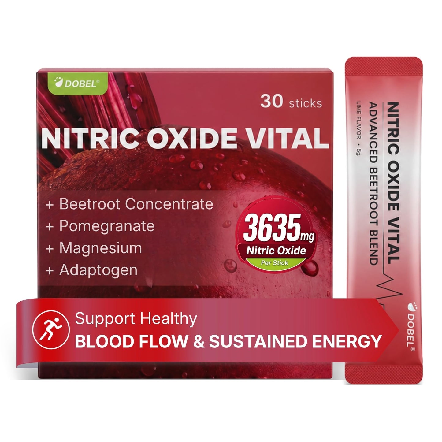 Dobel USA Nitric Oxide Supplements for Blood Flow & Circulation Powder 5.2 Ounces