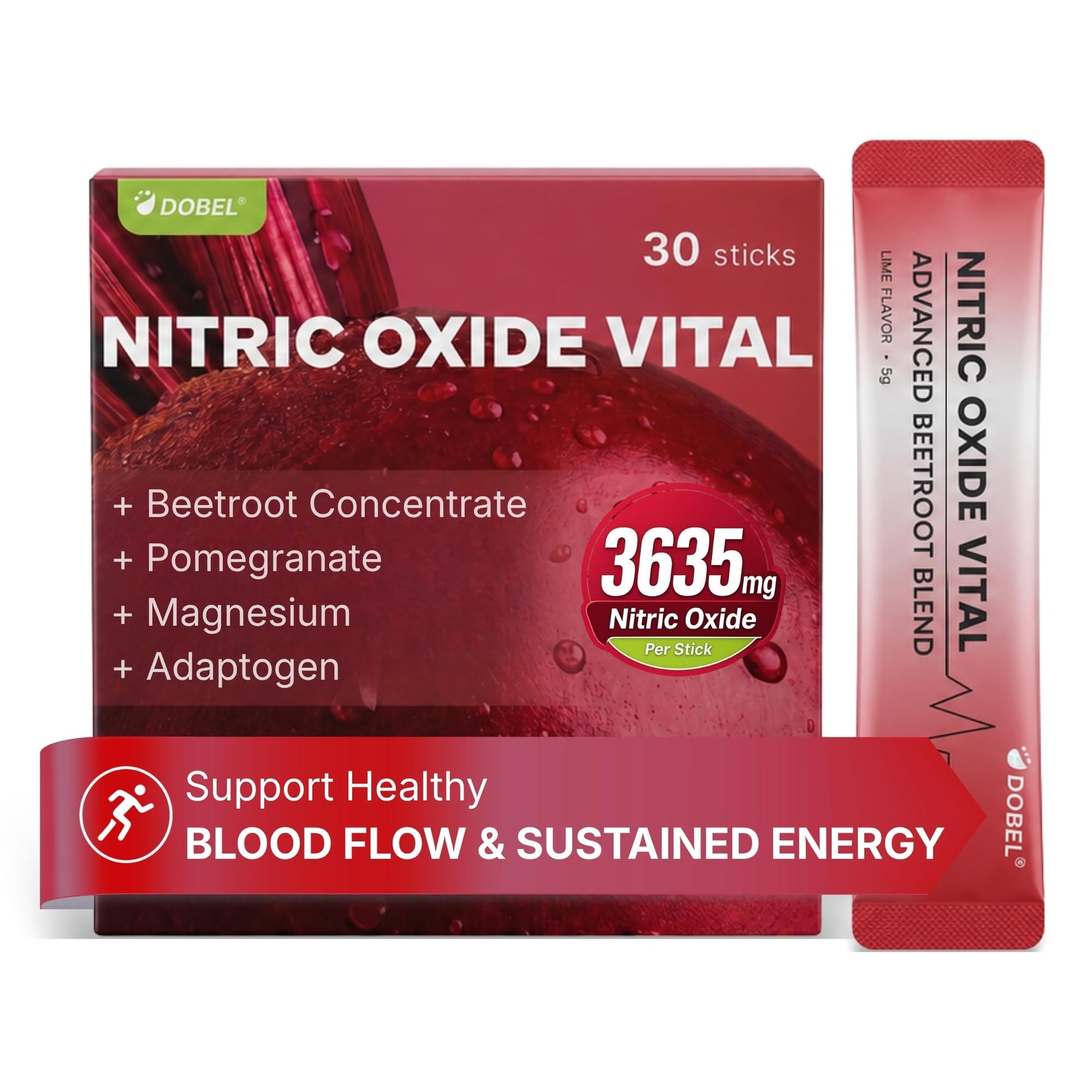 Dobel USA Nitric Oxide Supplements for Blood Flow & Circulation Powder 5.2 Ounces