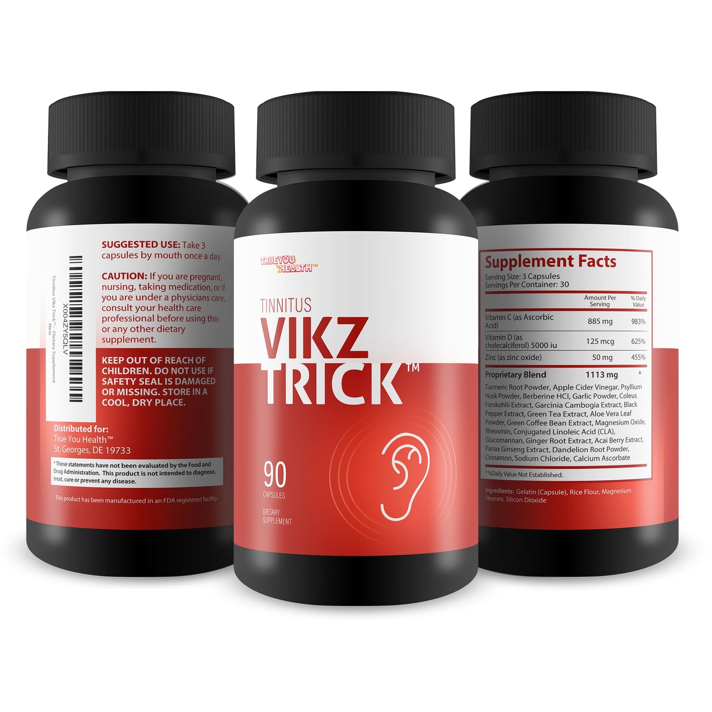 True You Health Tinnitus Vikz Trick Ear Ringing Remedy Capsules, 90 Count
