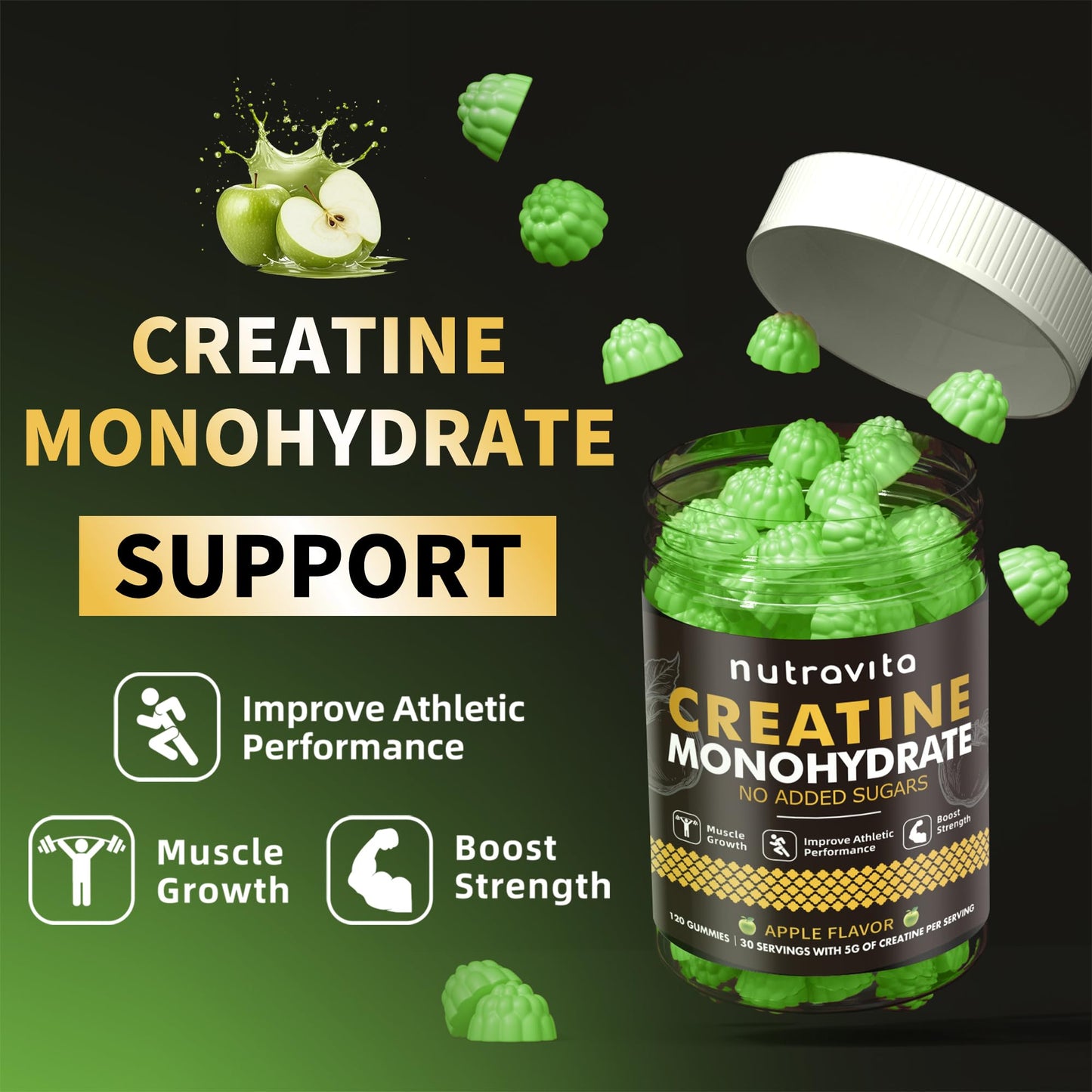 Nutravita Creatine Monohydrate Gummies, 120 Count