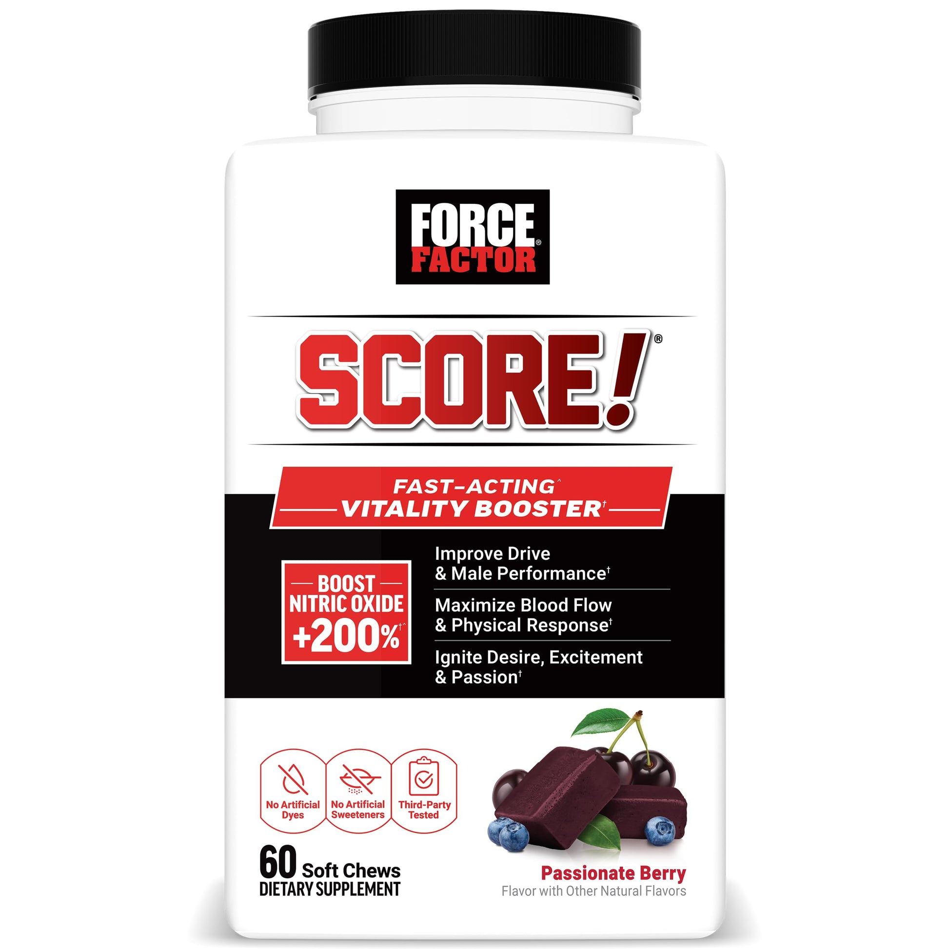 Force Factor Score! Nitric Oxide Supplement for Men Soft Chews 60