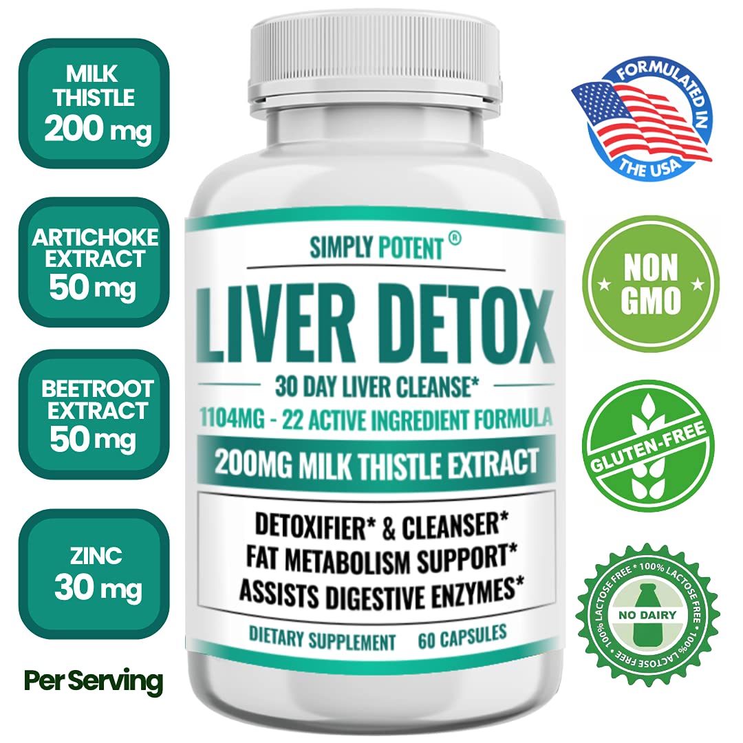 Simply Potent Liver Cleanse Detox & Repair Supplement, Capsules, 60 Count