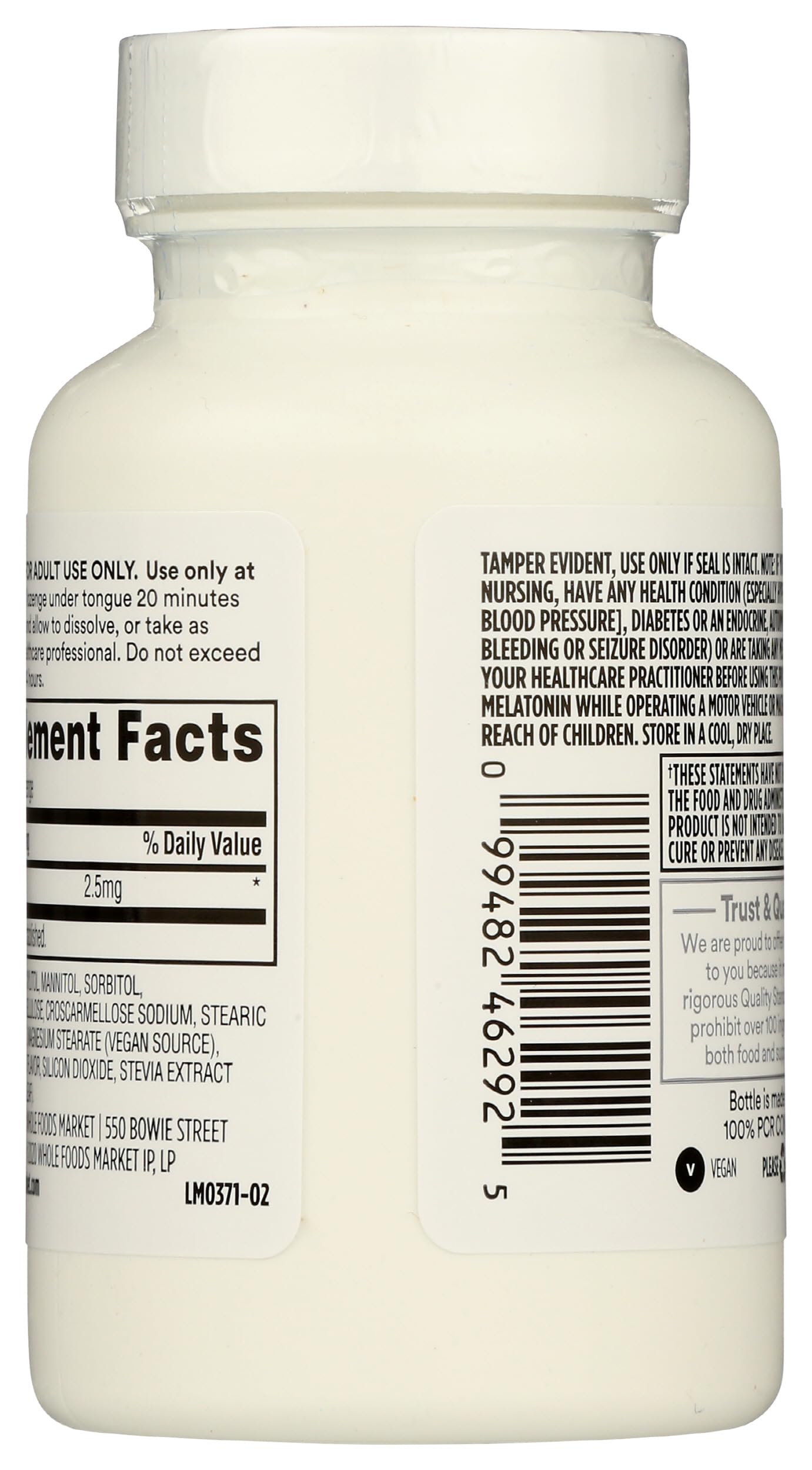 365 by Whole Foods Market Melatonin Tablet 2.5mg Peppermint 120 Count
