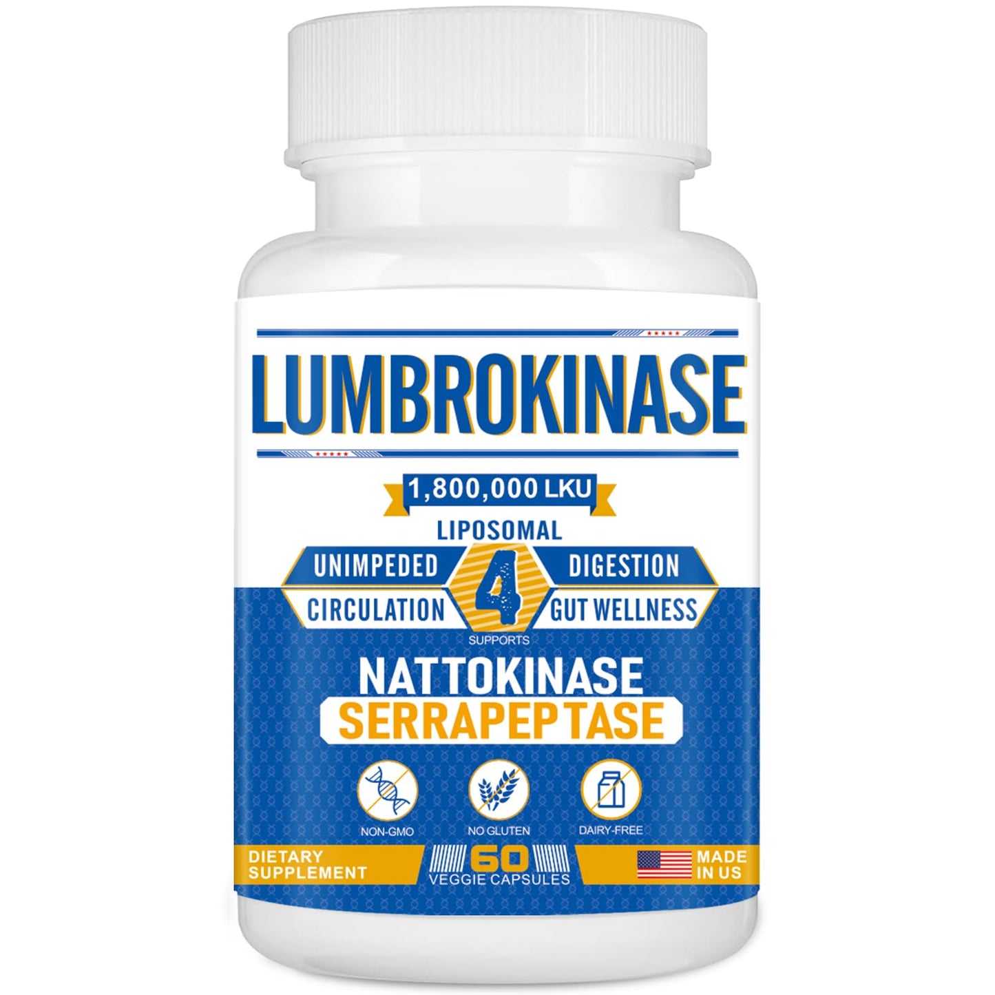 Spliferkou Liposomal Lumbrokinase Nattokinase Serrapeptase Complex Capsules, 60 Capsules