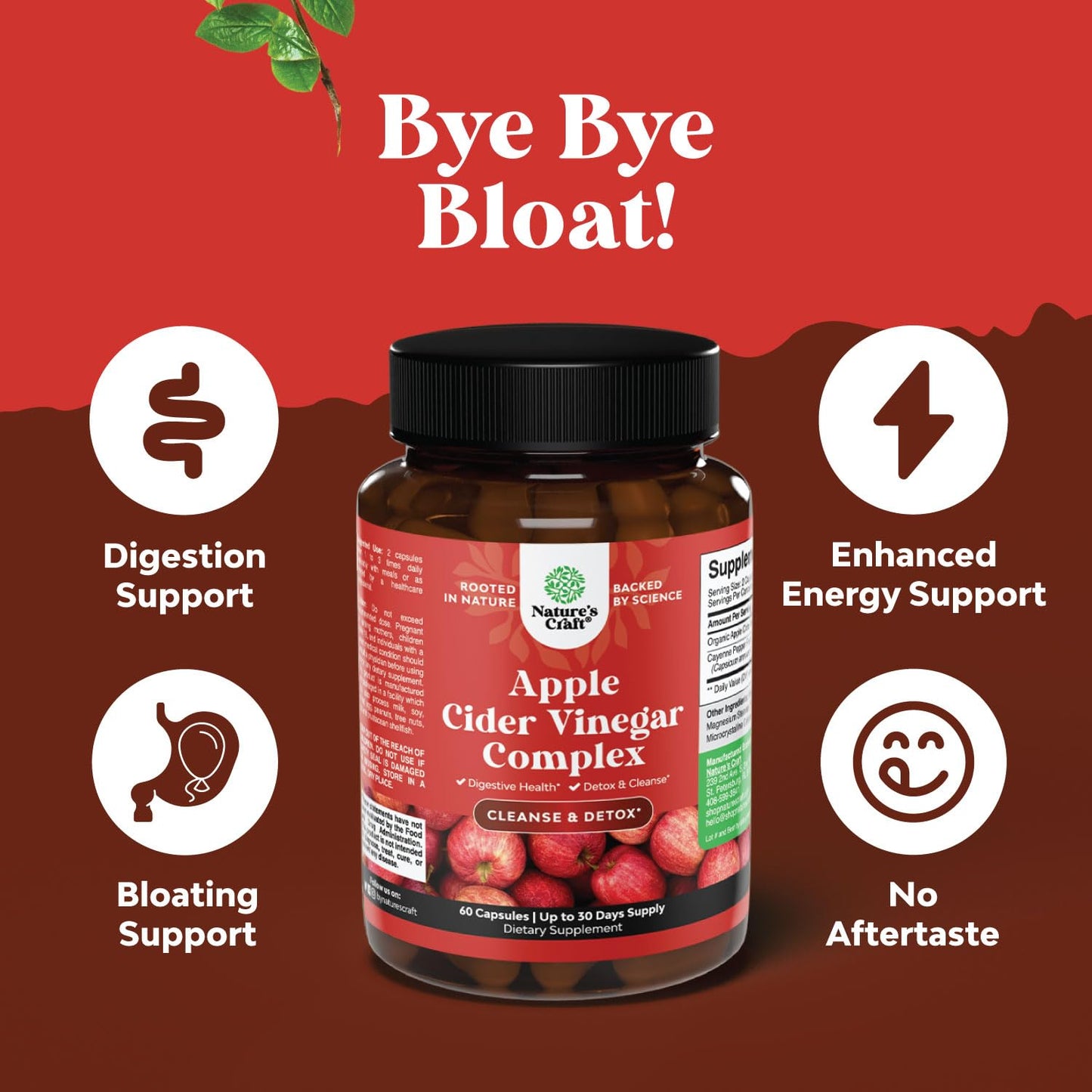 Natures Craft Cleansing Apple Cider Vinegar Capsules, 60 Count