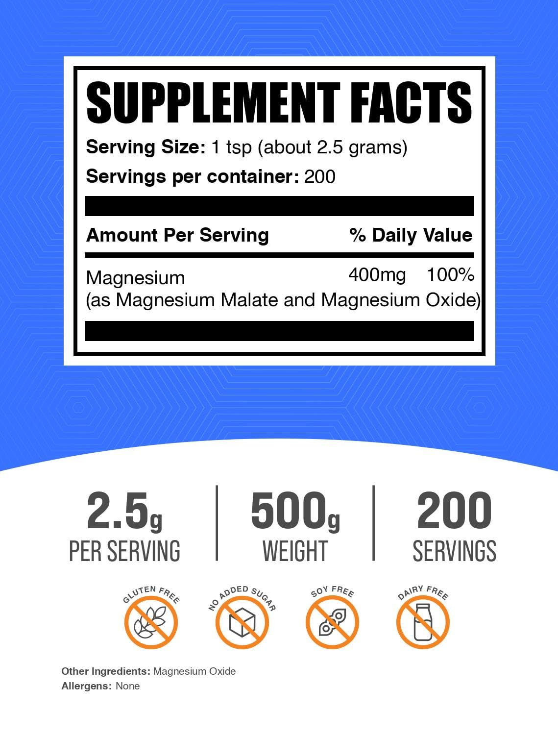 BulkSupplements Magnesium Malate Powder 17.64 Ounce
