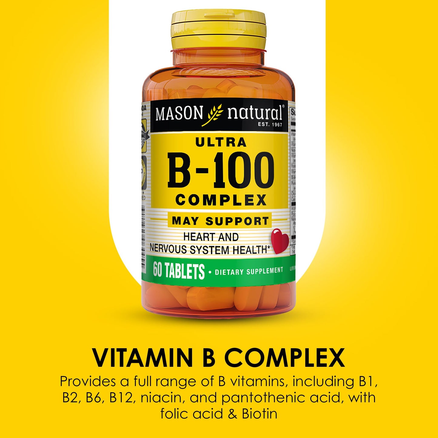 Mason Natural Ultra B-100 Complex Tablets, 100 Count