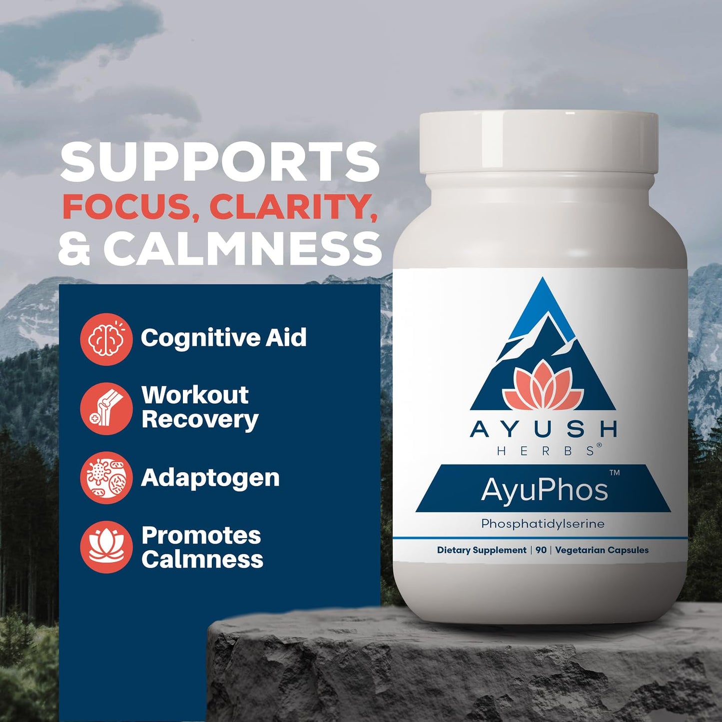 Ayush Herbs AyuPhos Brain & Memory Support Capsules 90 Count