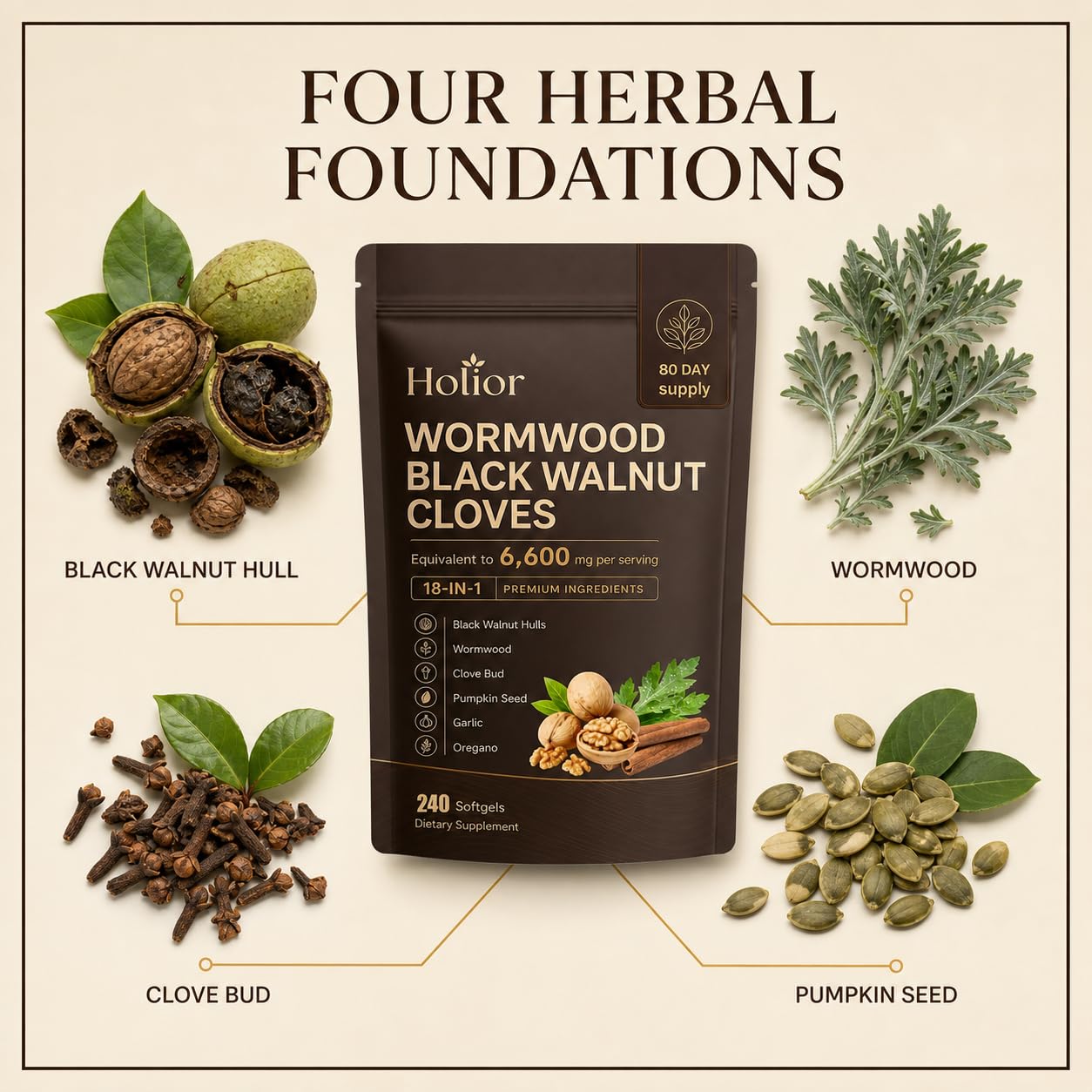 Prspy Wormwood Black Walnut Cloves Softgel 240 Count